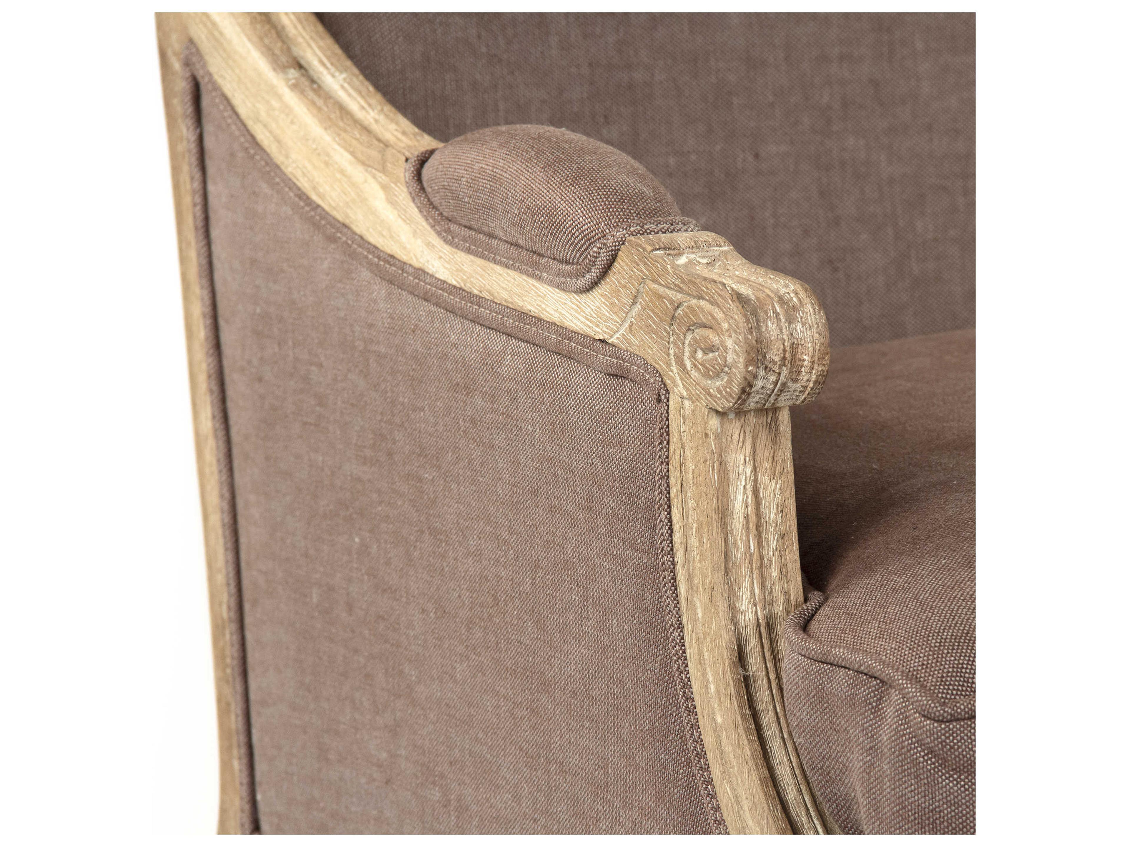 Zentique Louis Brown Fabric Chair and a Half