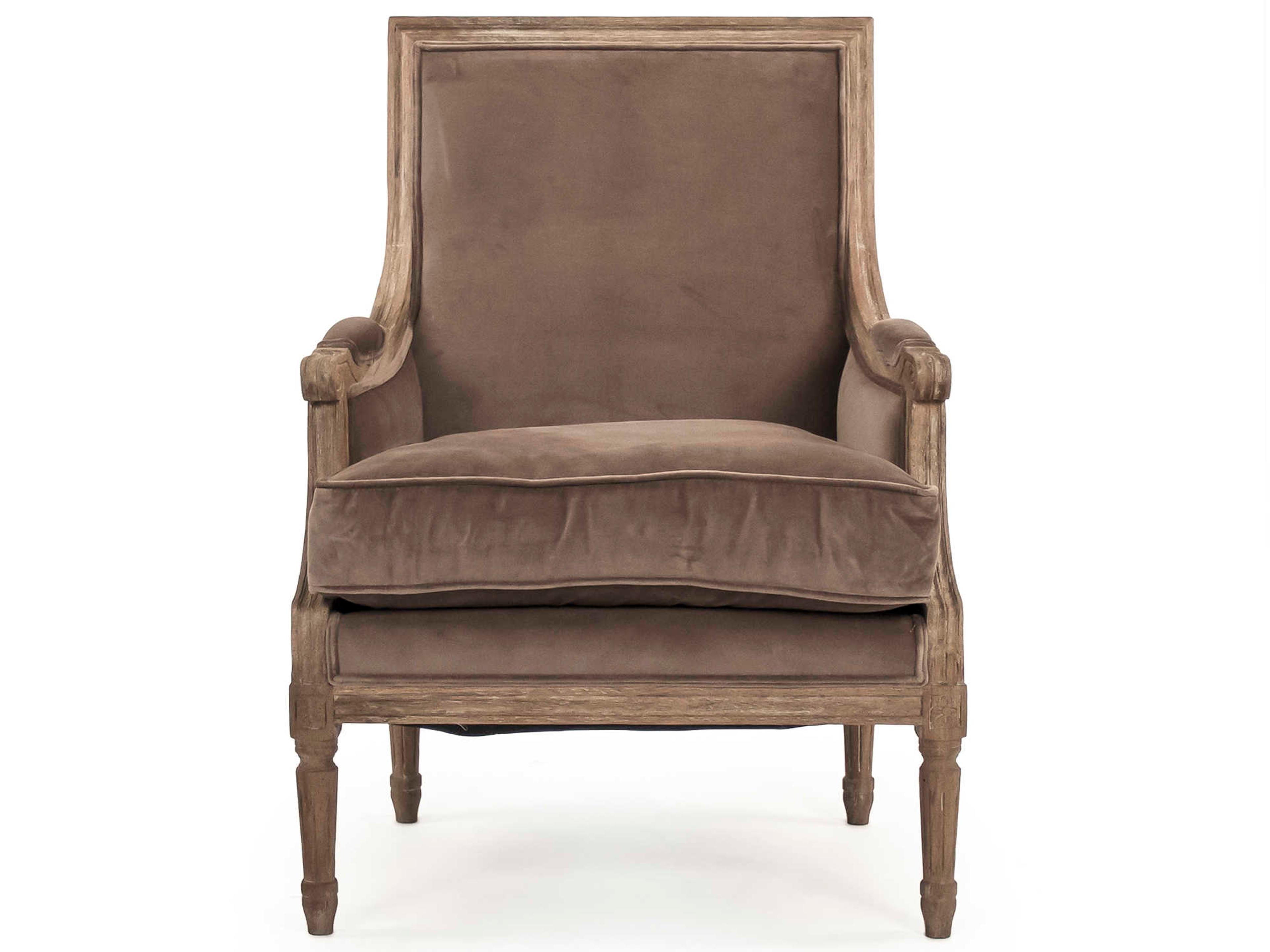 Zentique Louis Brown Fabric Accent Chair