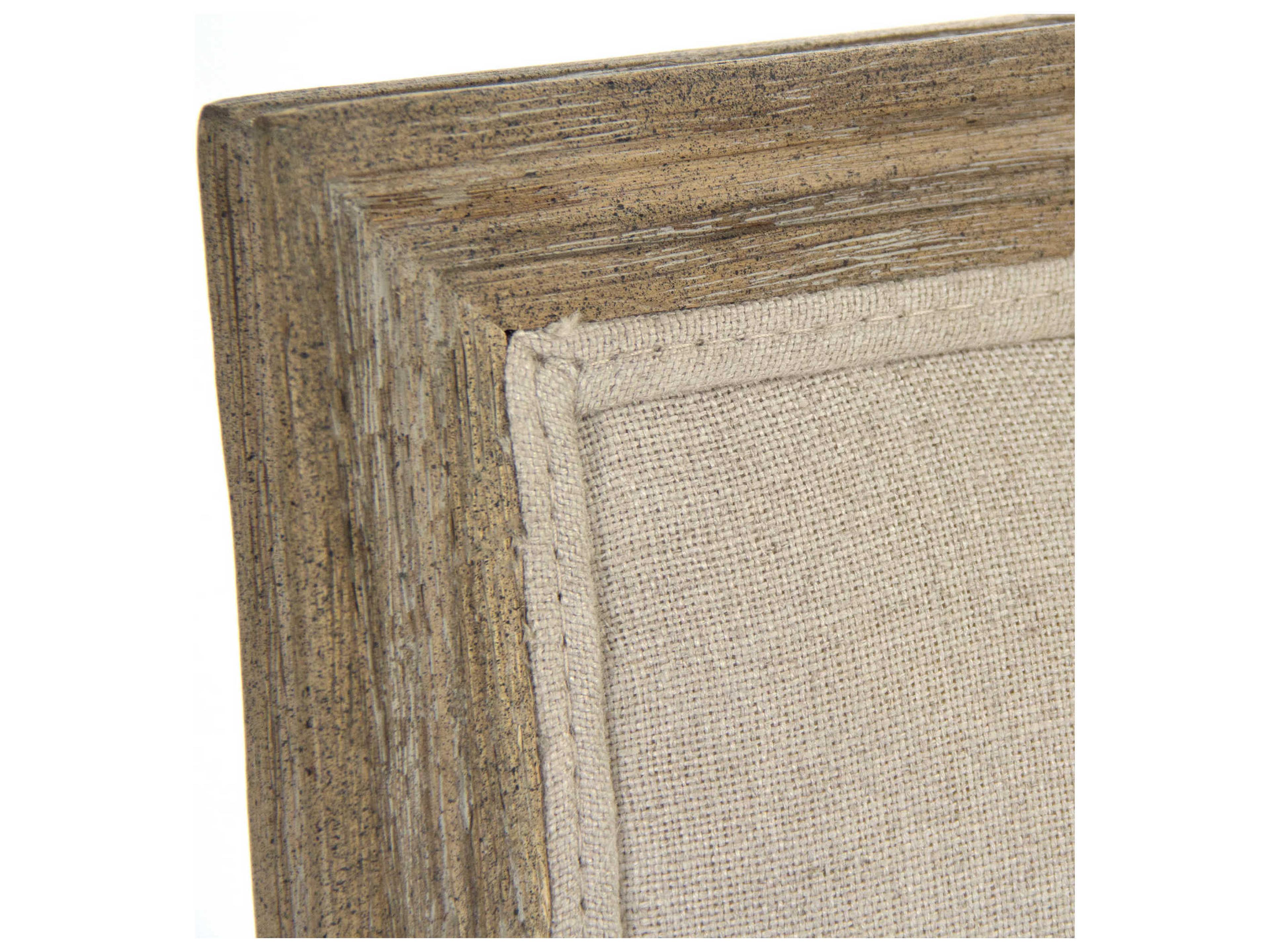 Zentique Louis Oak Wood Beige Upholstered Arm Dining Chair