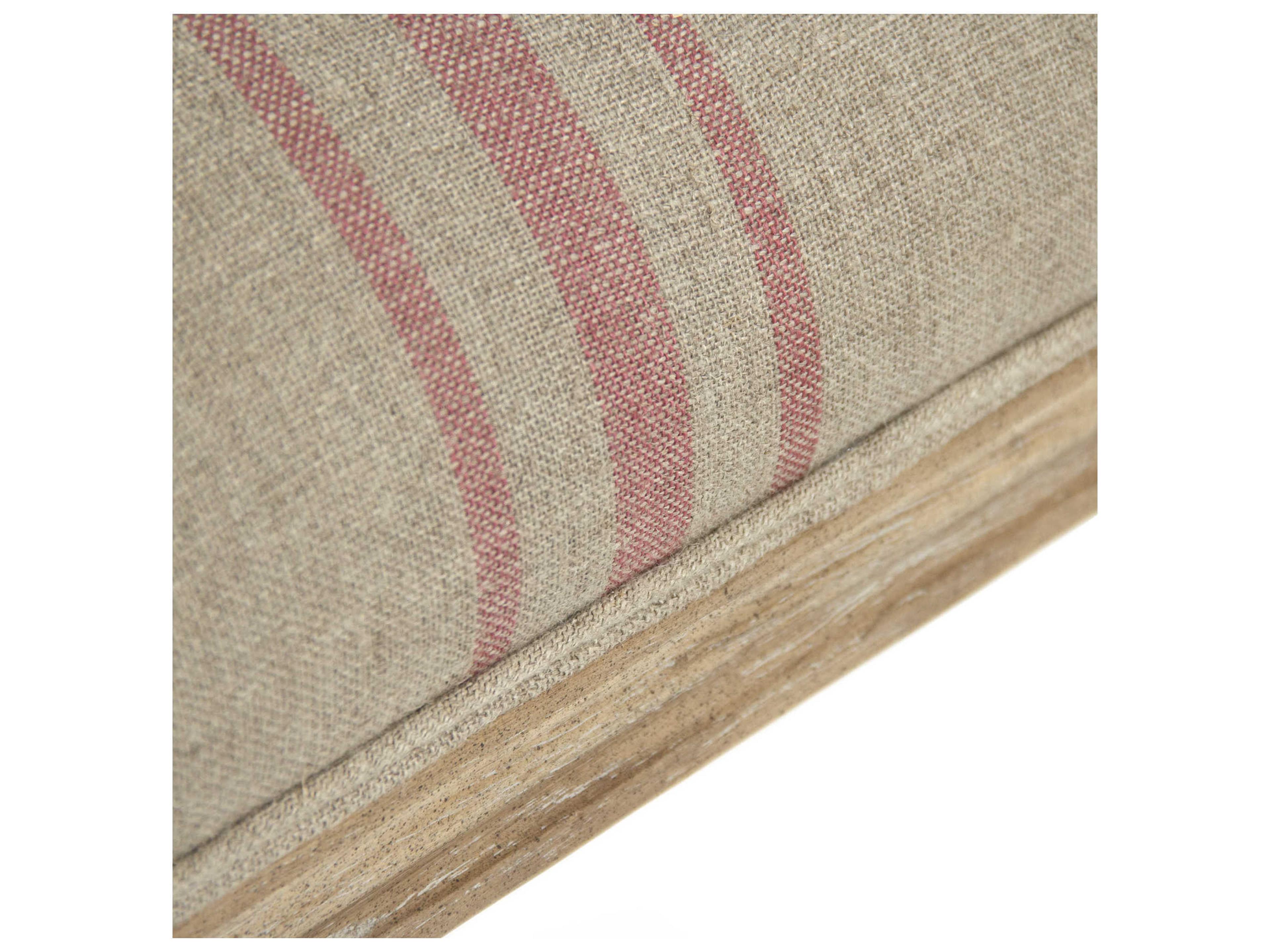 Zentique Louis Oak Wood Beige Upholstered Arm Dining Chair