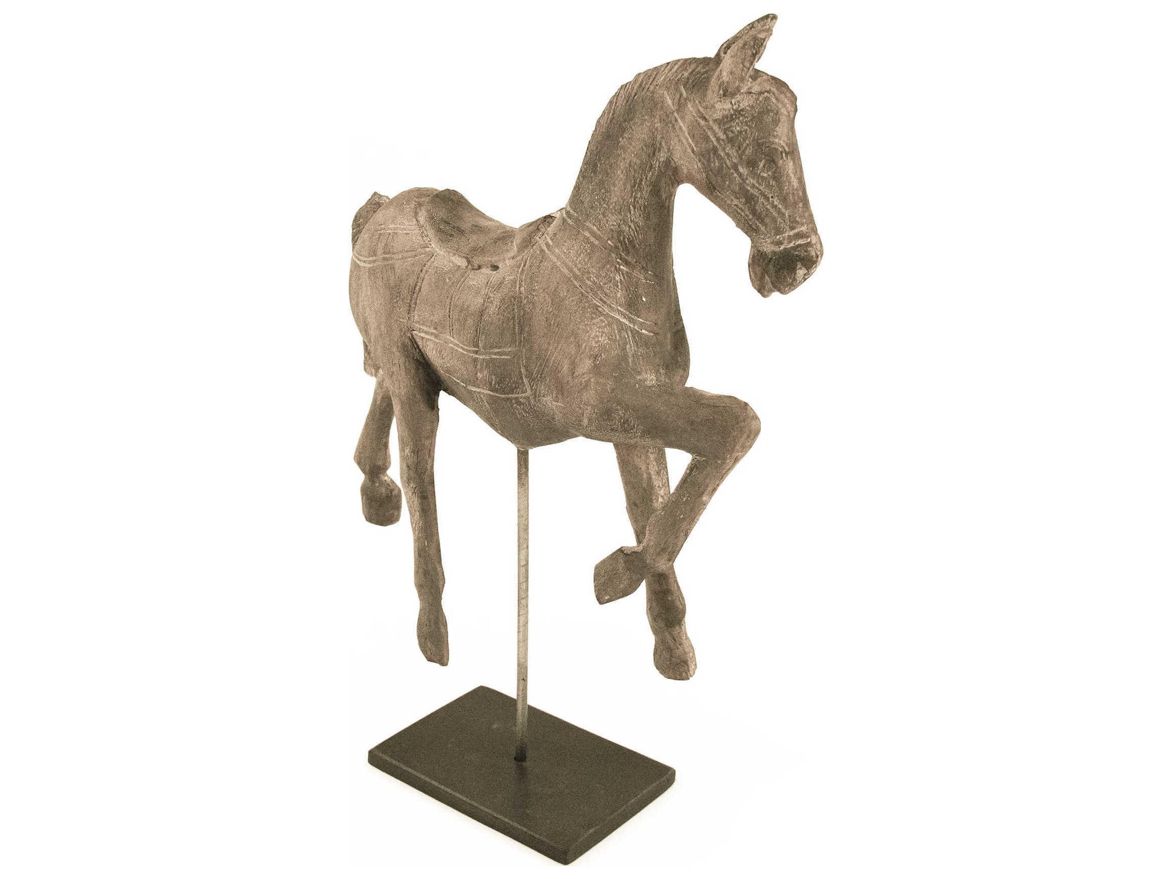 Zentique Distressed Taupe / Black 10" Resin Horse Sculpture