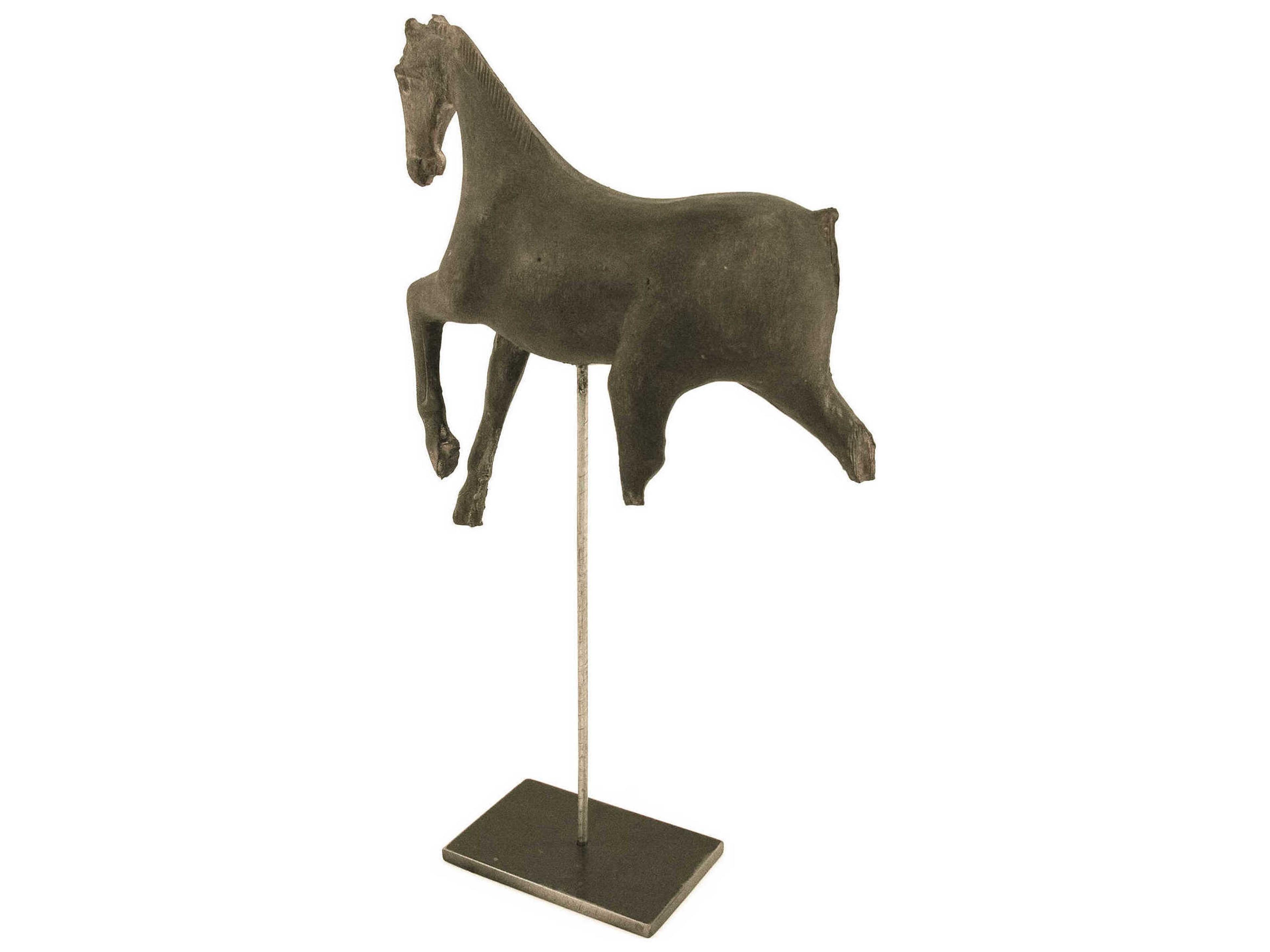 Zentique Distressed Dark Grey Resin Horse Sculpture