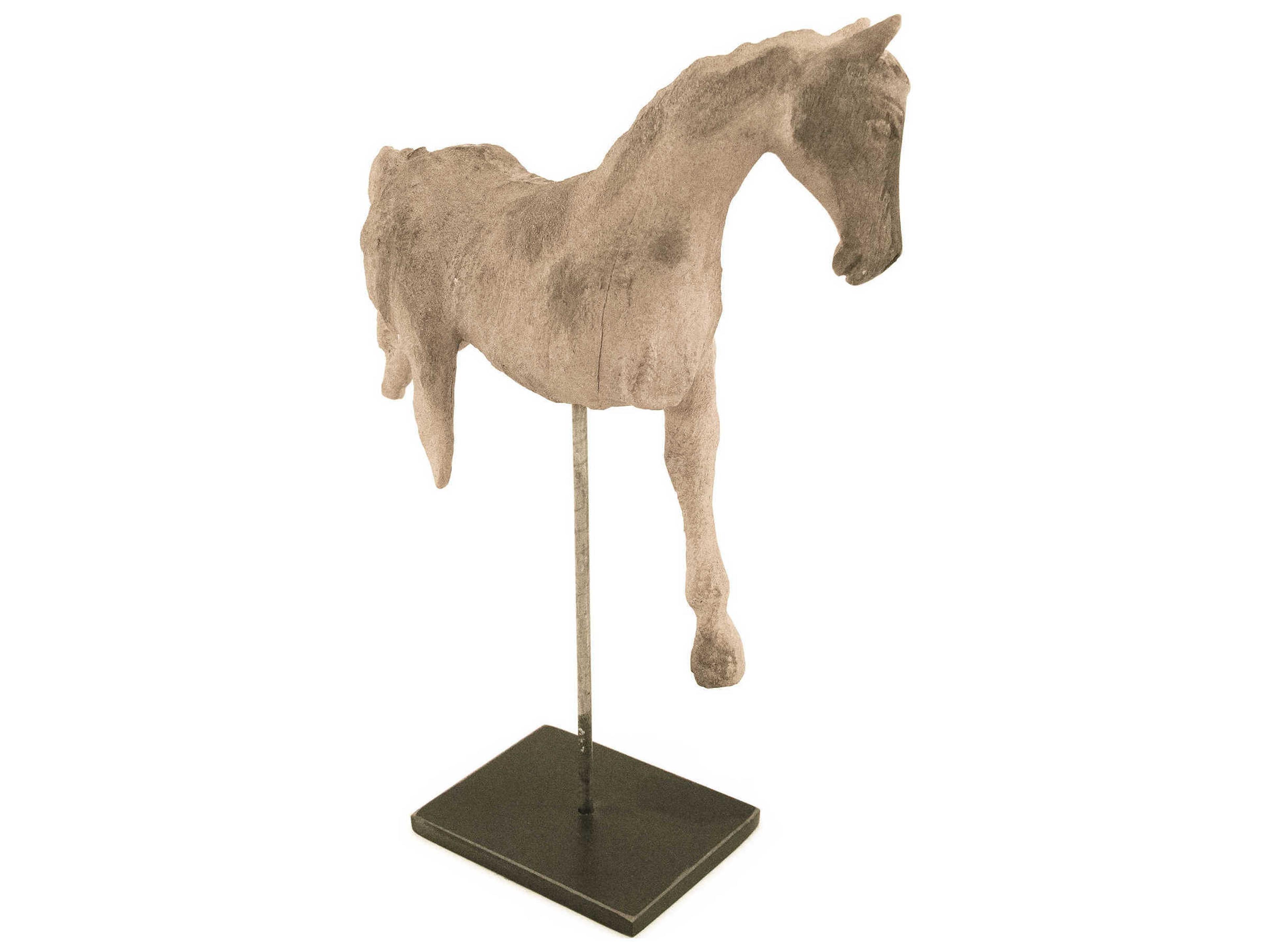 Zentique Distressed Taupe / Black Resin Horse Sculpture