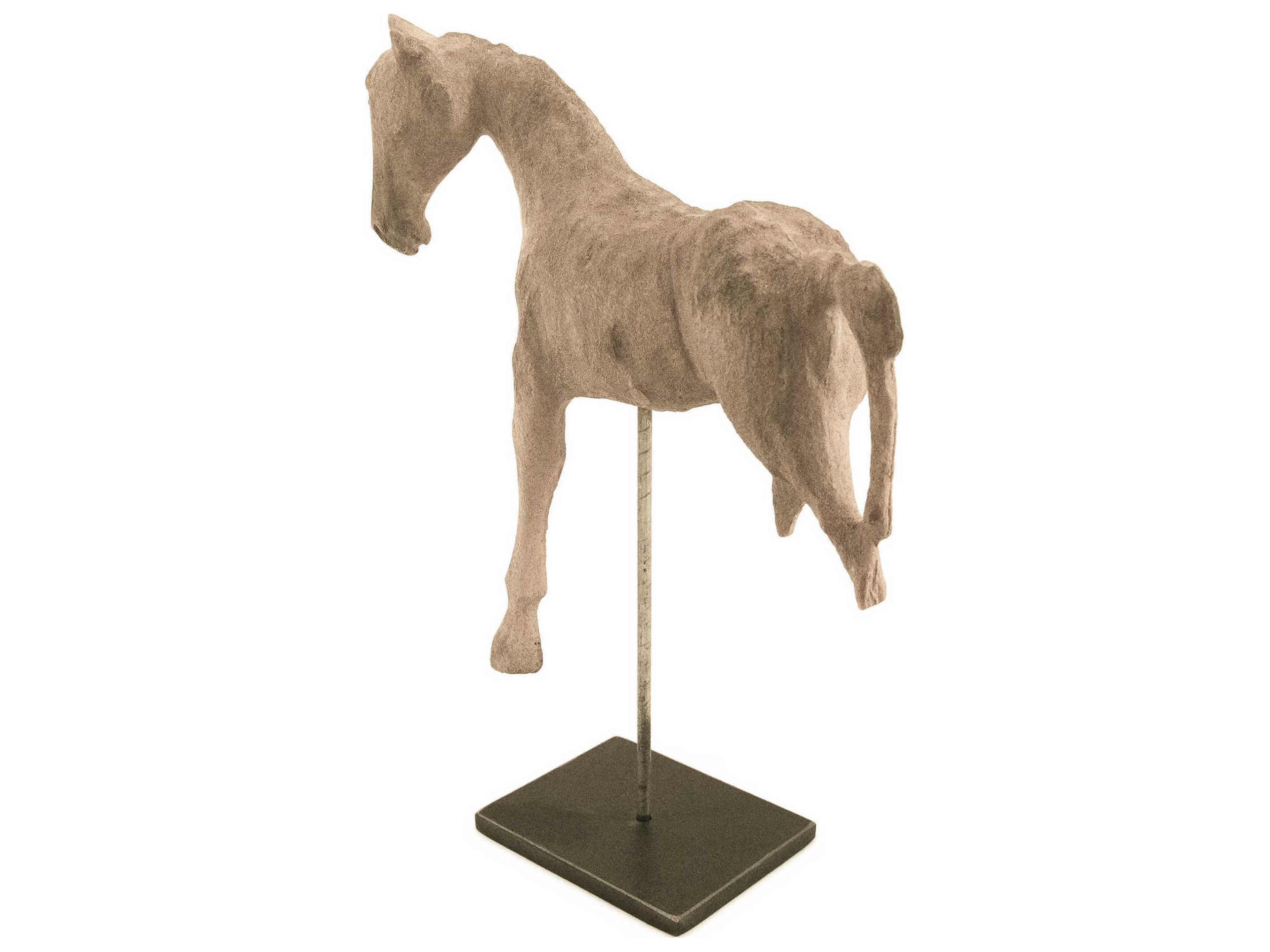 Zentique Distressed Taupe / Black Resin Horse Sculpture
