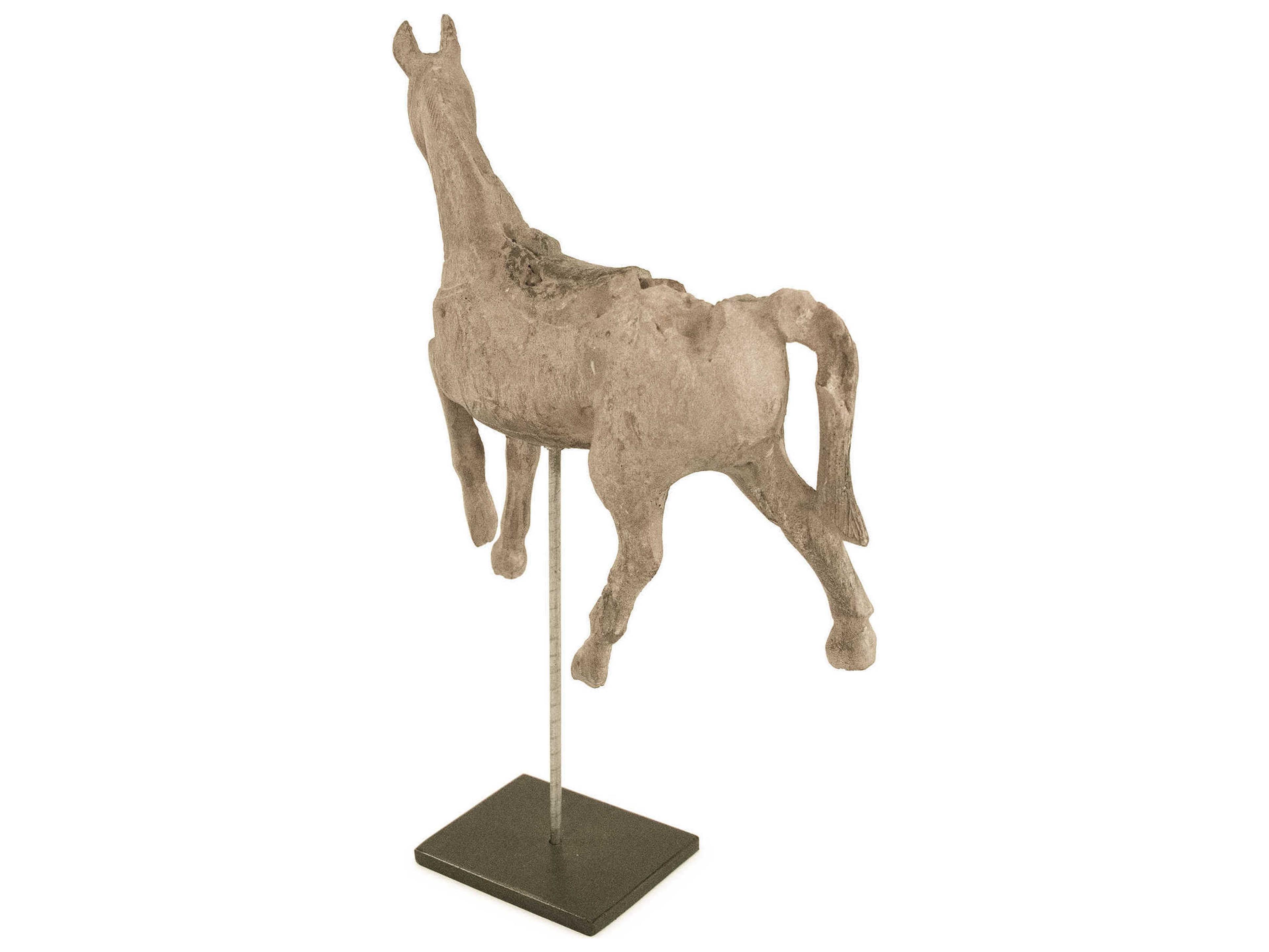 Zentique Distressed Rustic Taupe / Black Resin Horse Sculpture