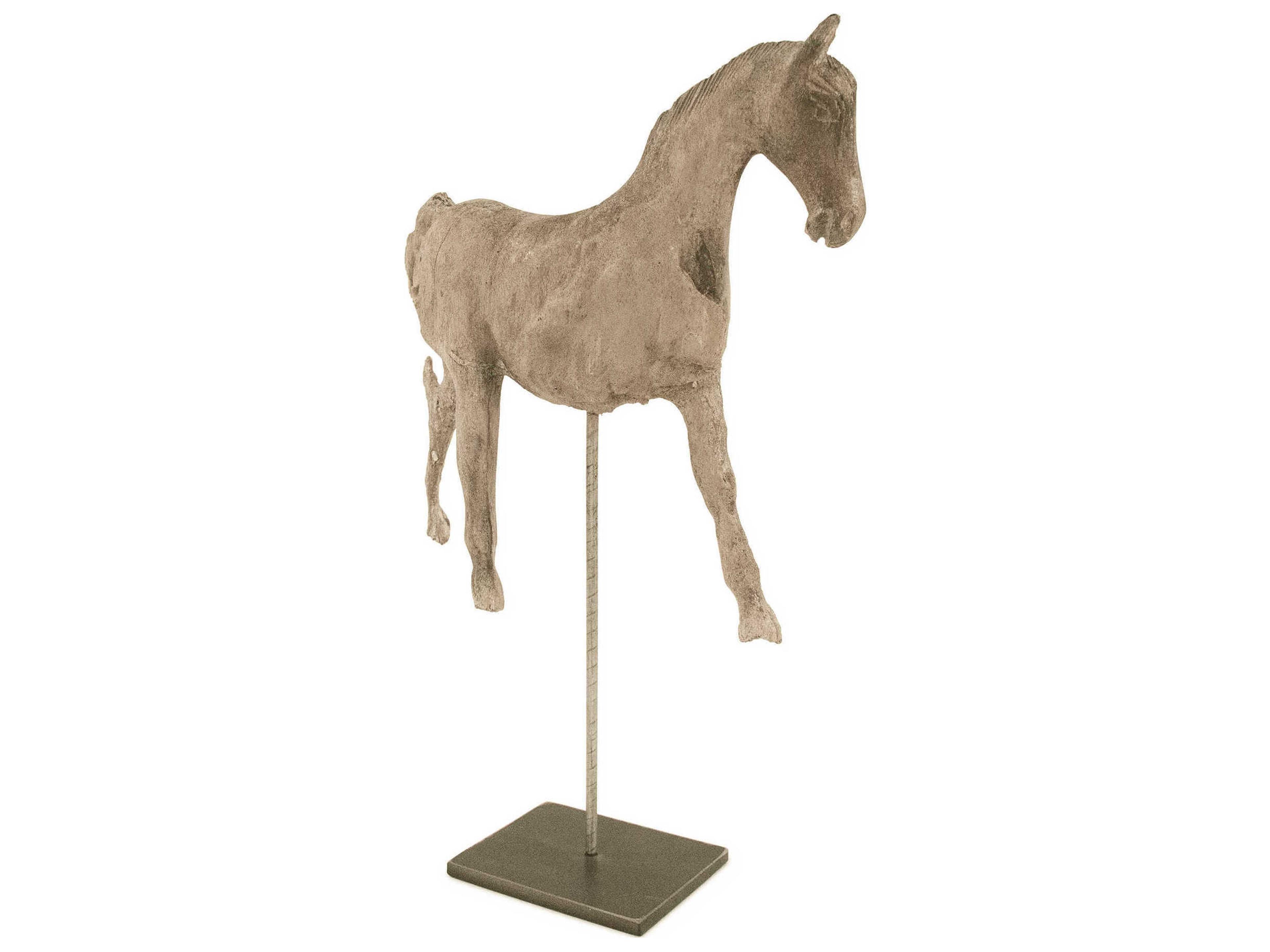 Zentique Distressed Taupe / Black Resin Horse Sculpture