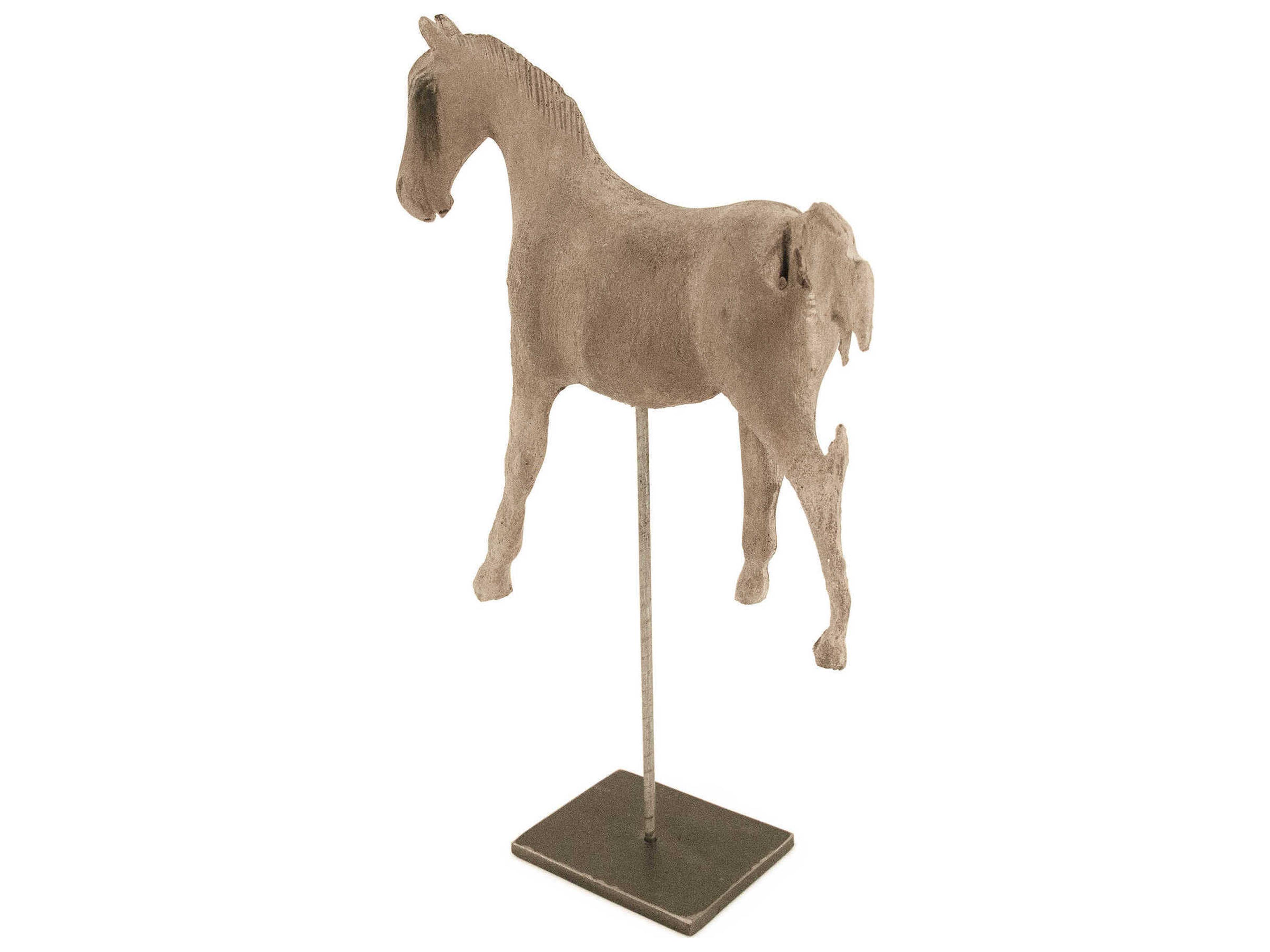 Zentique Distressed Taupe / Black Resin Horse Sculpture