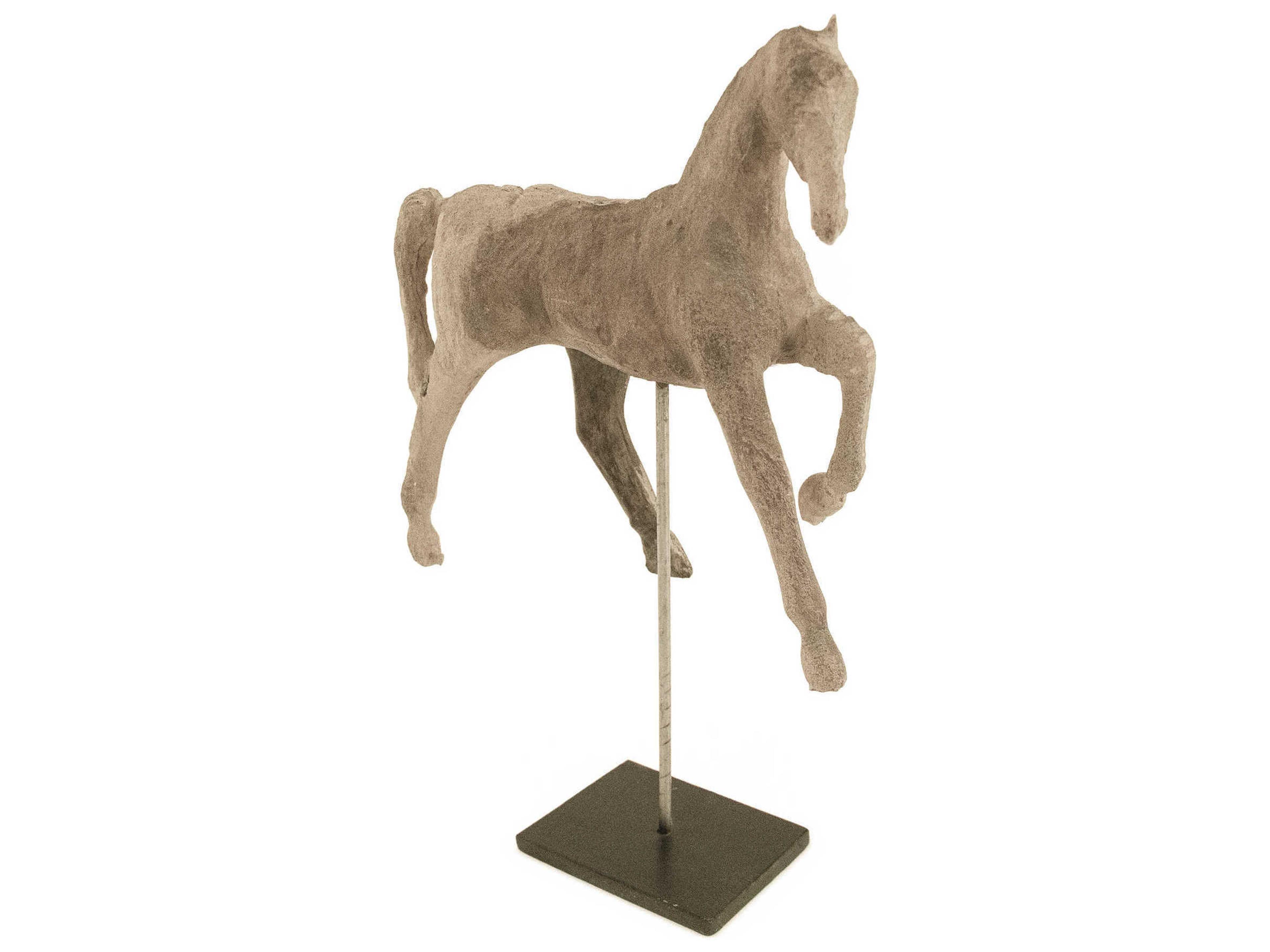 Zentique Distressed Taupe / Black Resin Horse Sculpture