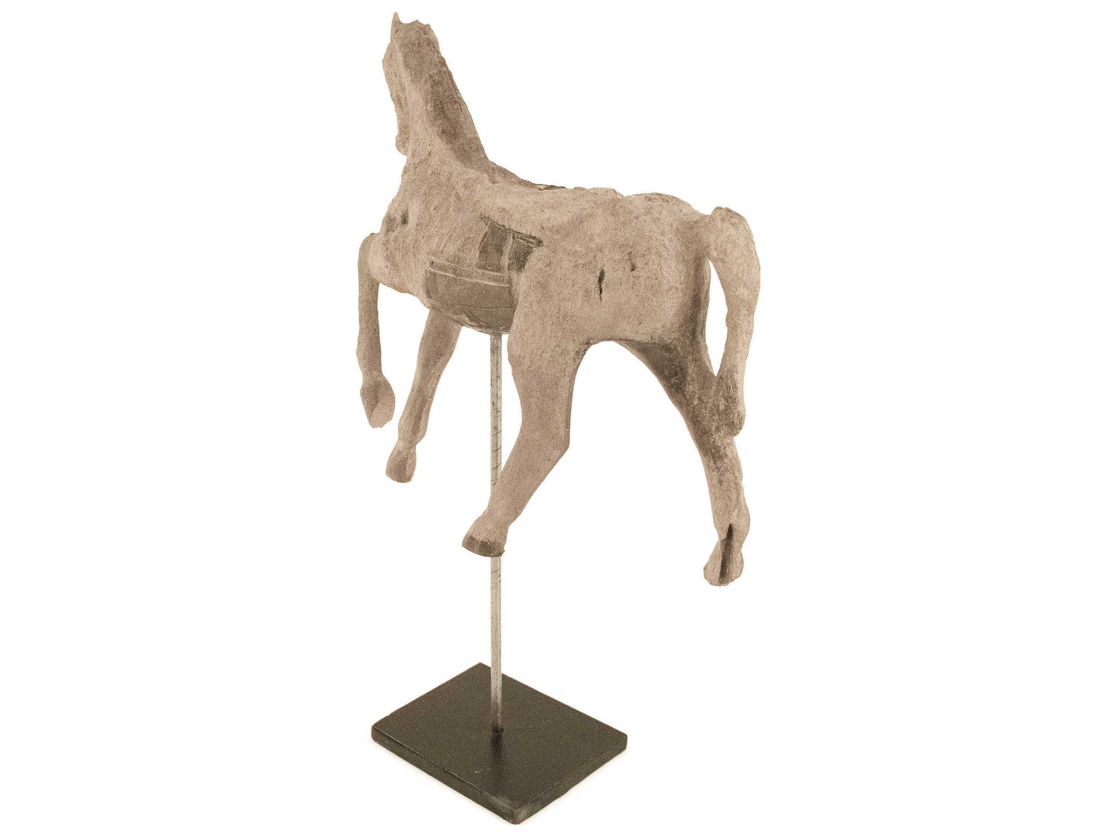 Zentique Distressed Taupe / Black Resin Horse Sculpture