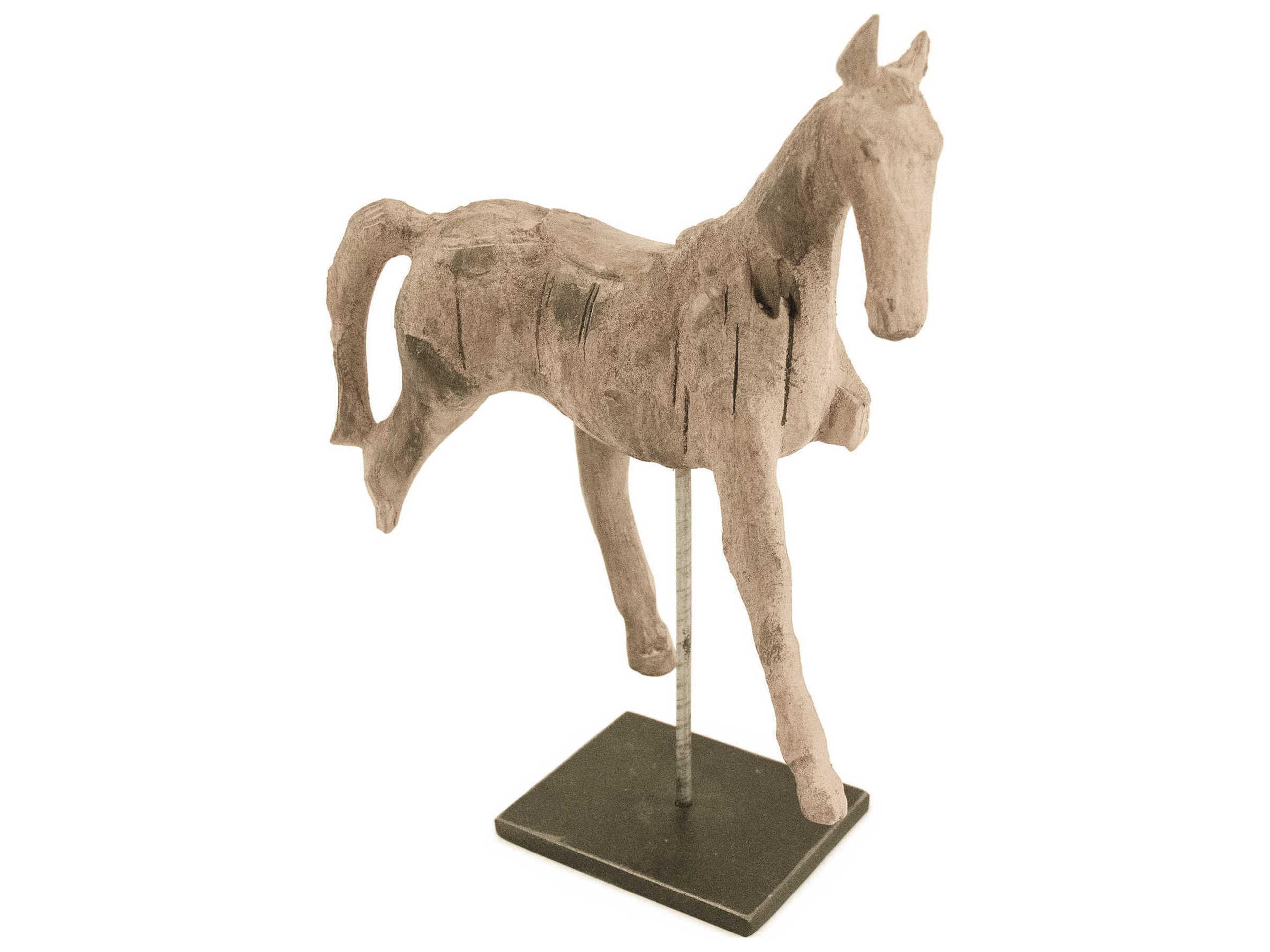 Zentique Distressed Taupe / Black Resin Horse Sculpture