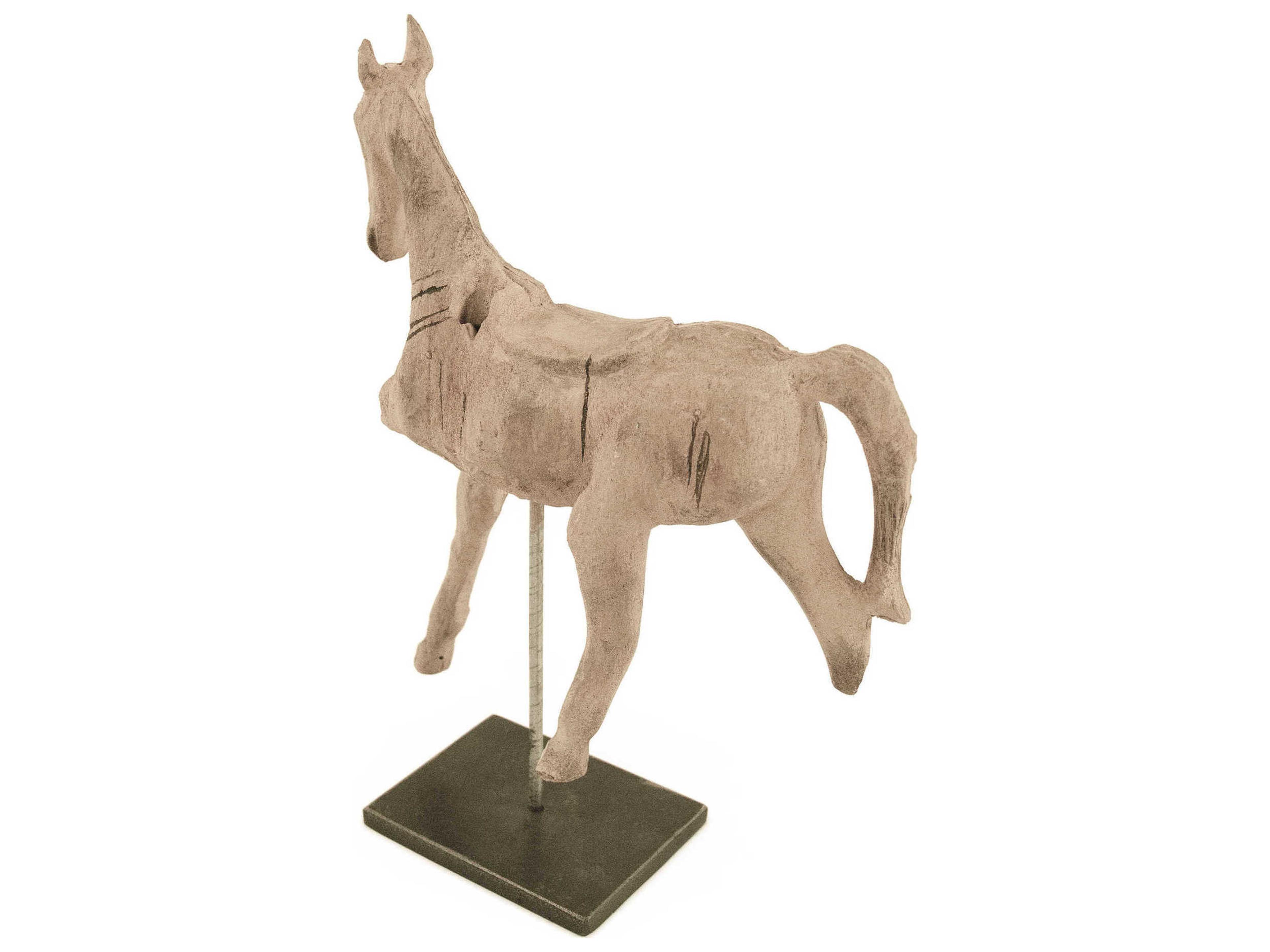 Zentique Distressed Taupe / Black Resin Horse Sculpture