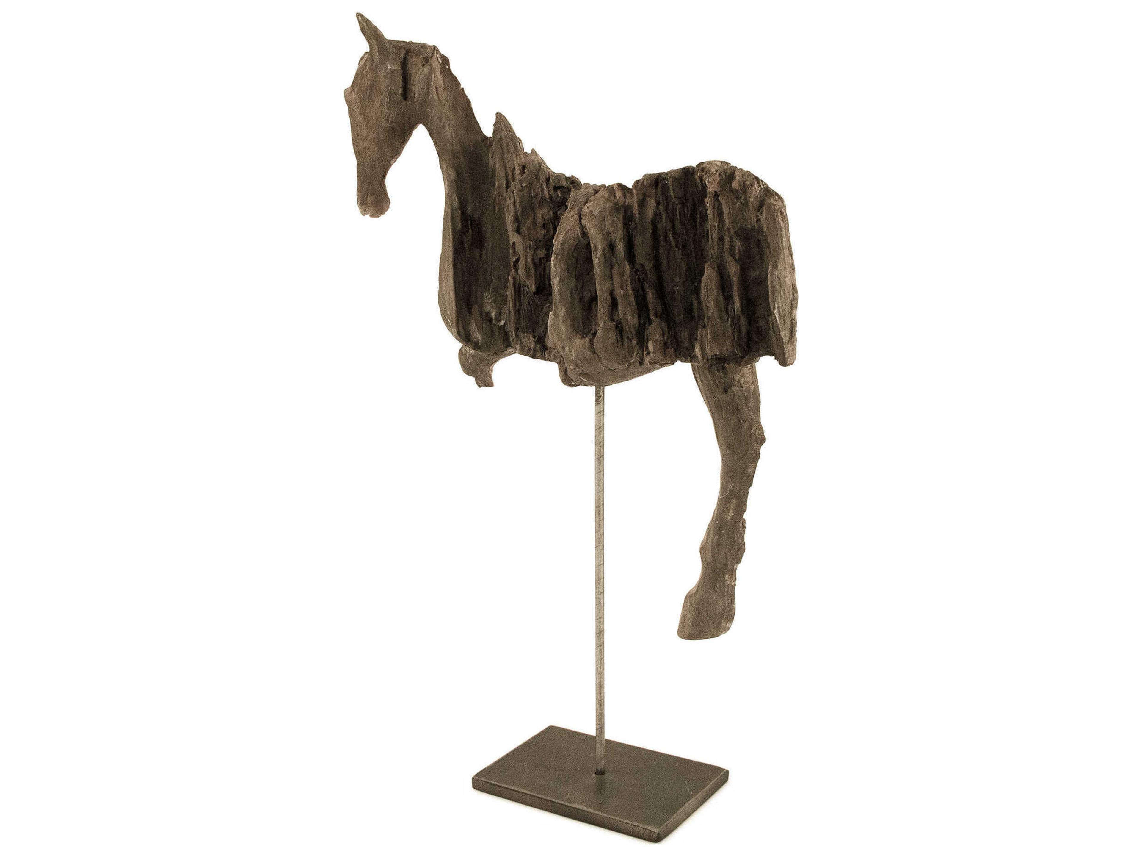 Zentique Distressed Dark Grey / Black Resin Horse Sculpture