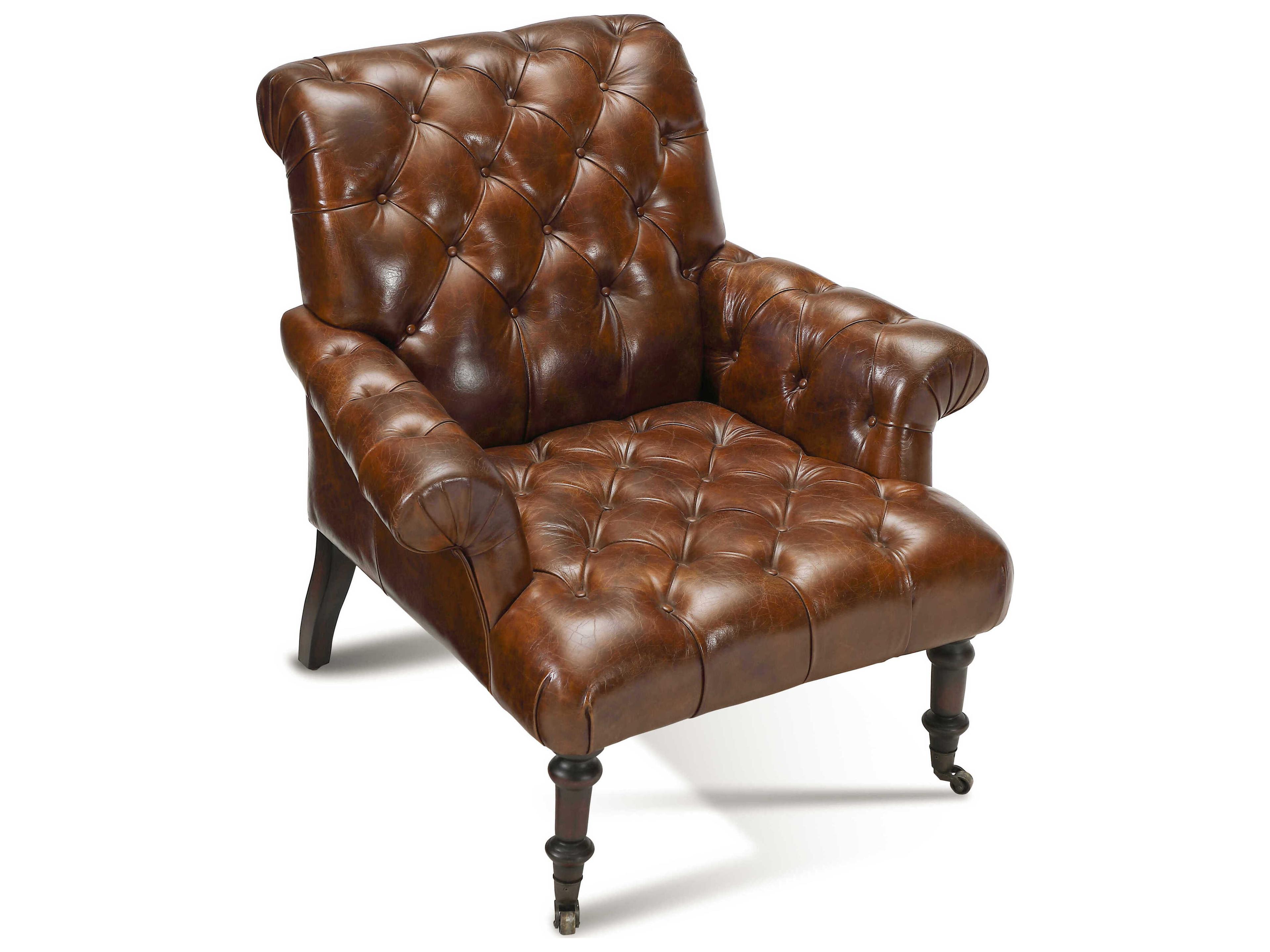 Zentique Austin Brown Leather Accent Chair