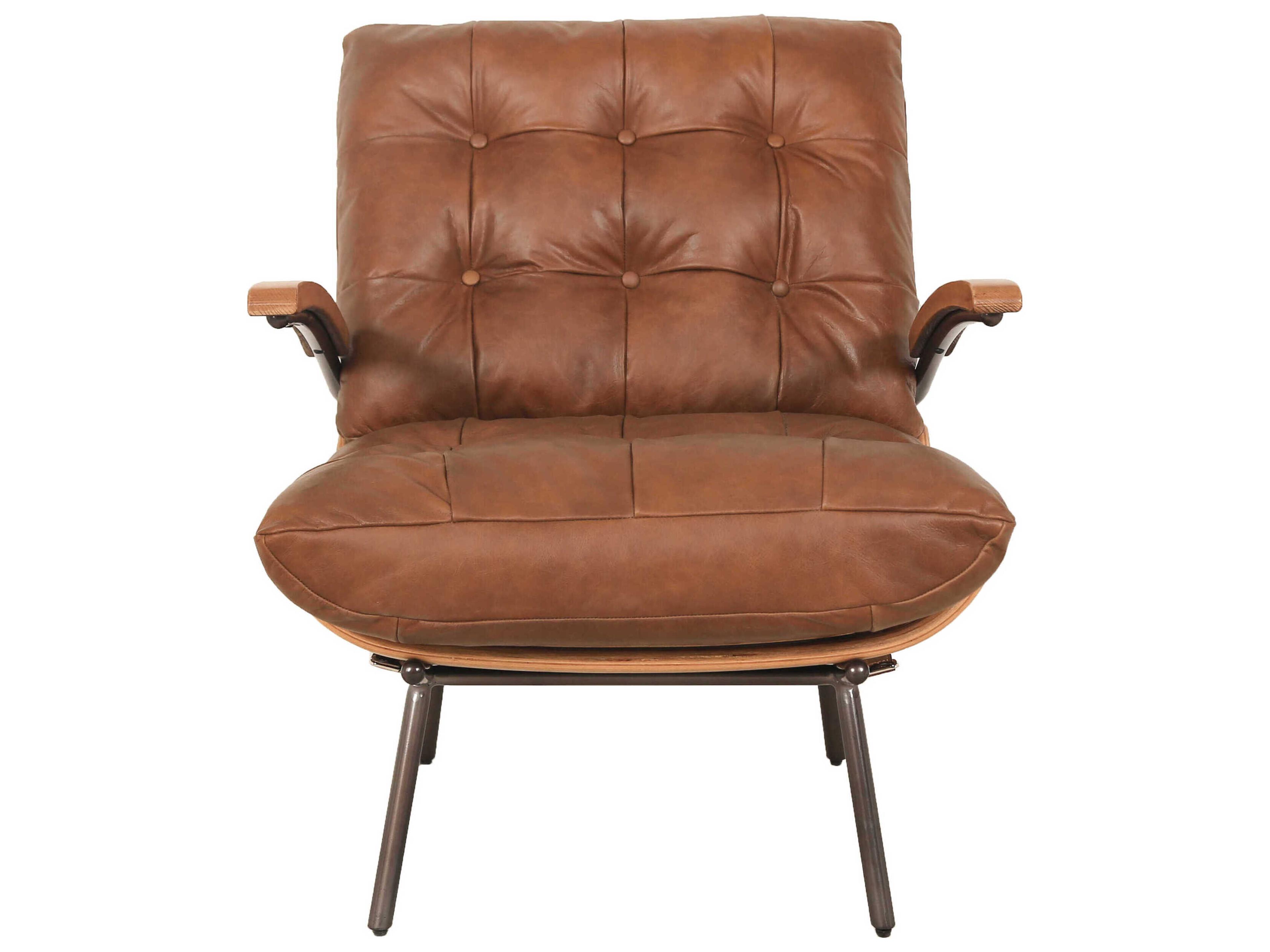 Zentique Stretta Brown Leather Accent Chair