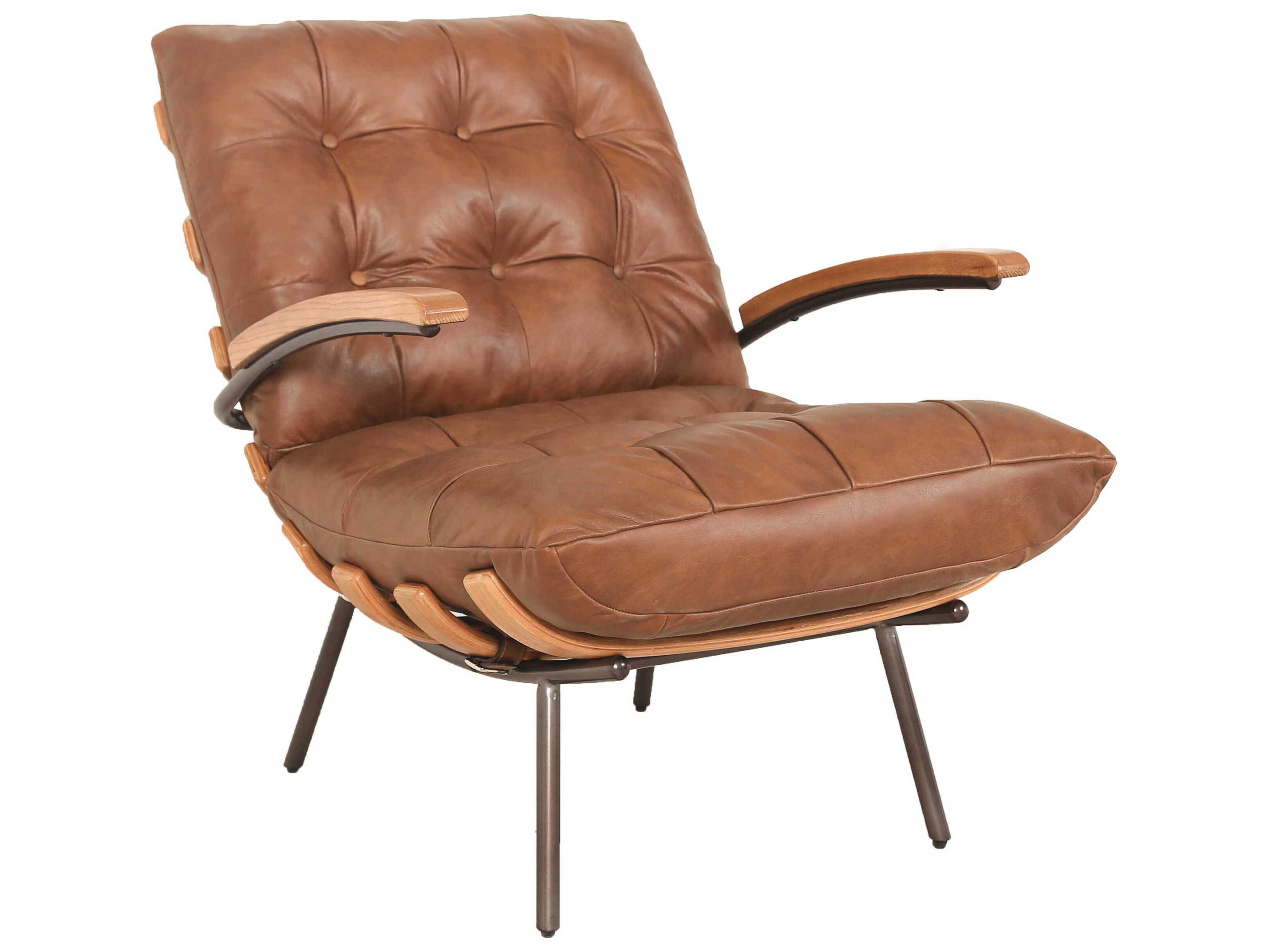 Stretta Brown Leather Accent Chair
