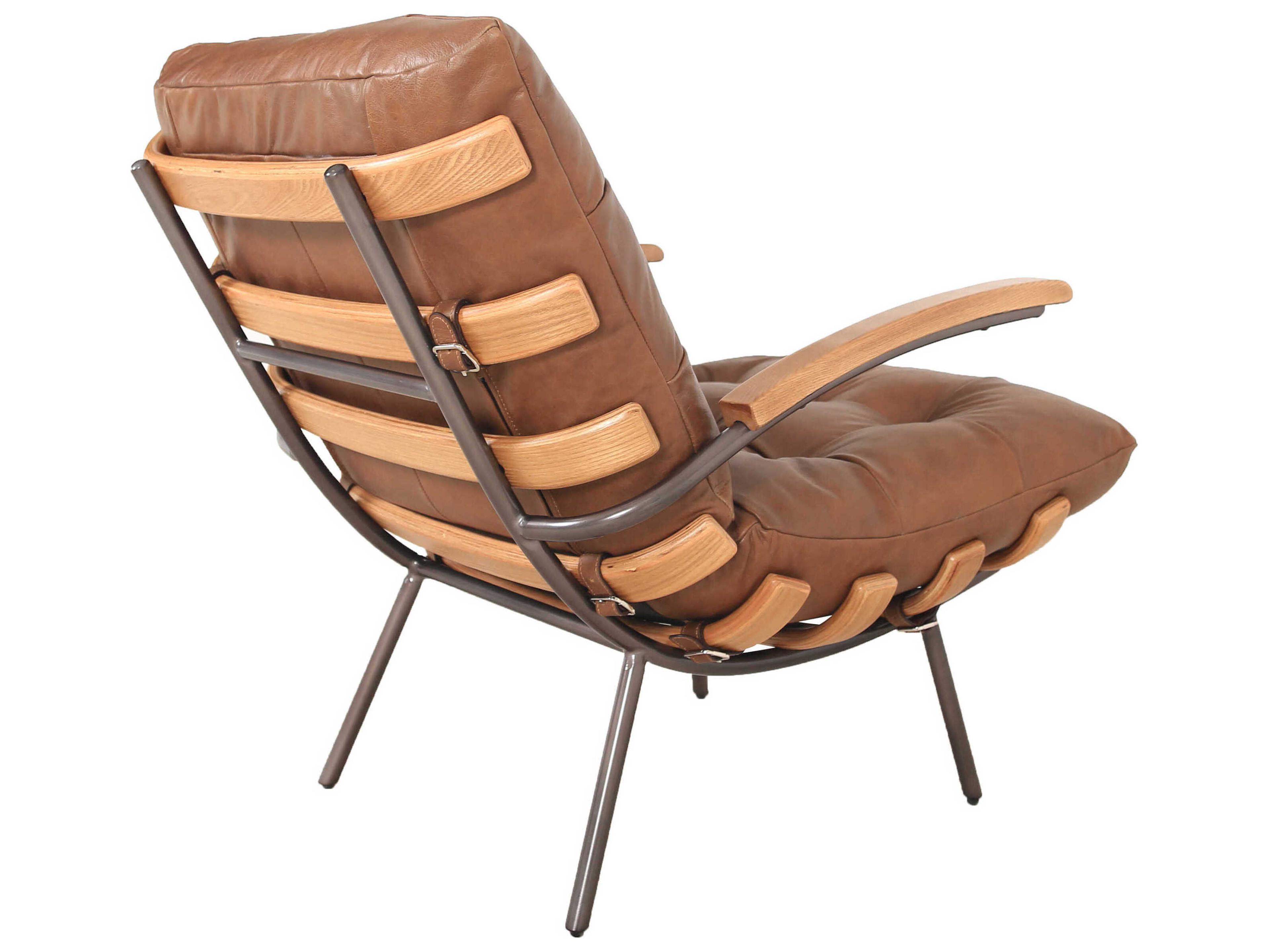 Zentique Stretta Brown Leather Accent Chair