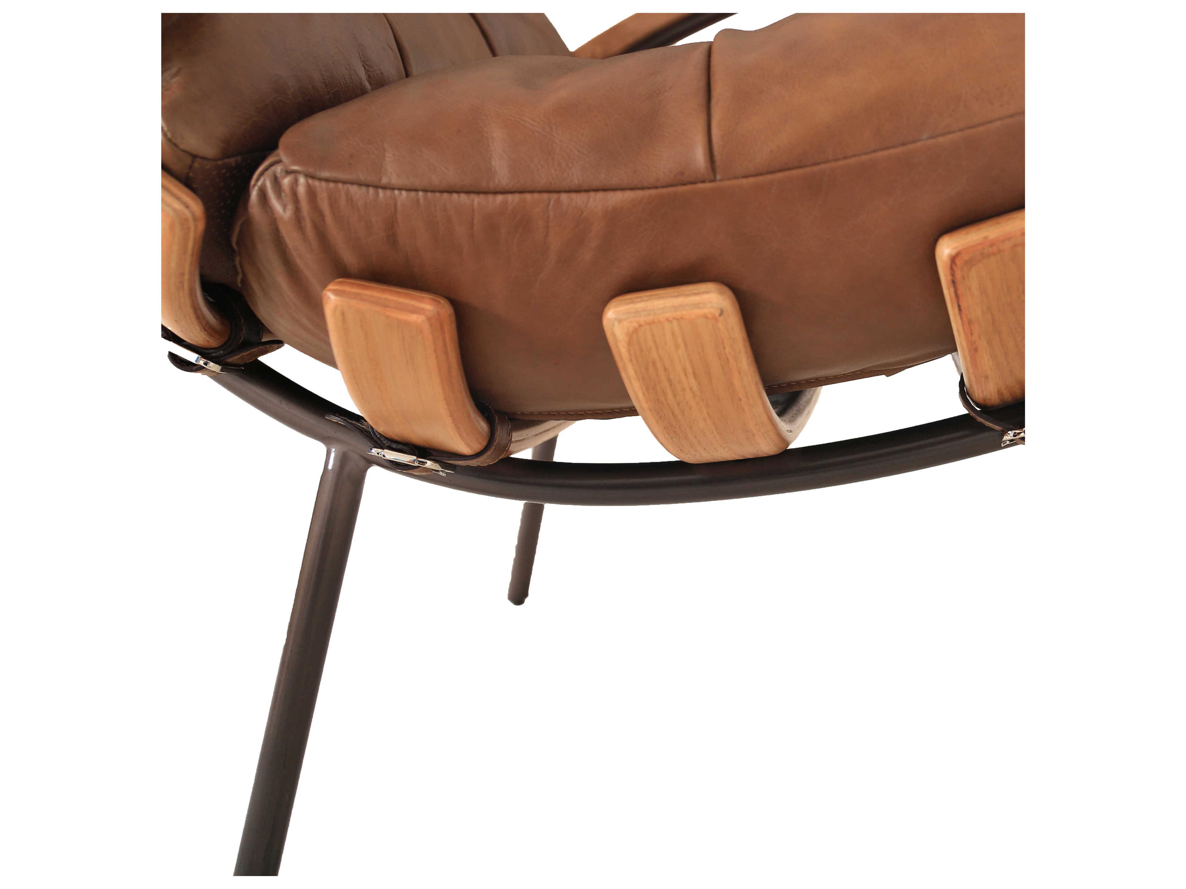 Zentique Stretta Brown Leather Accent Chair