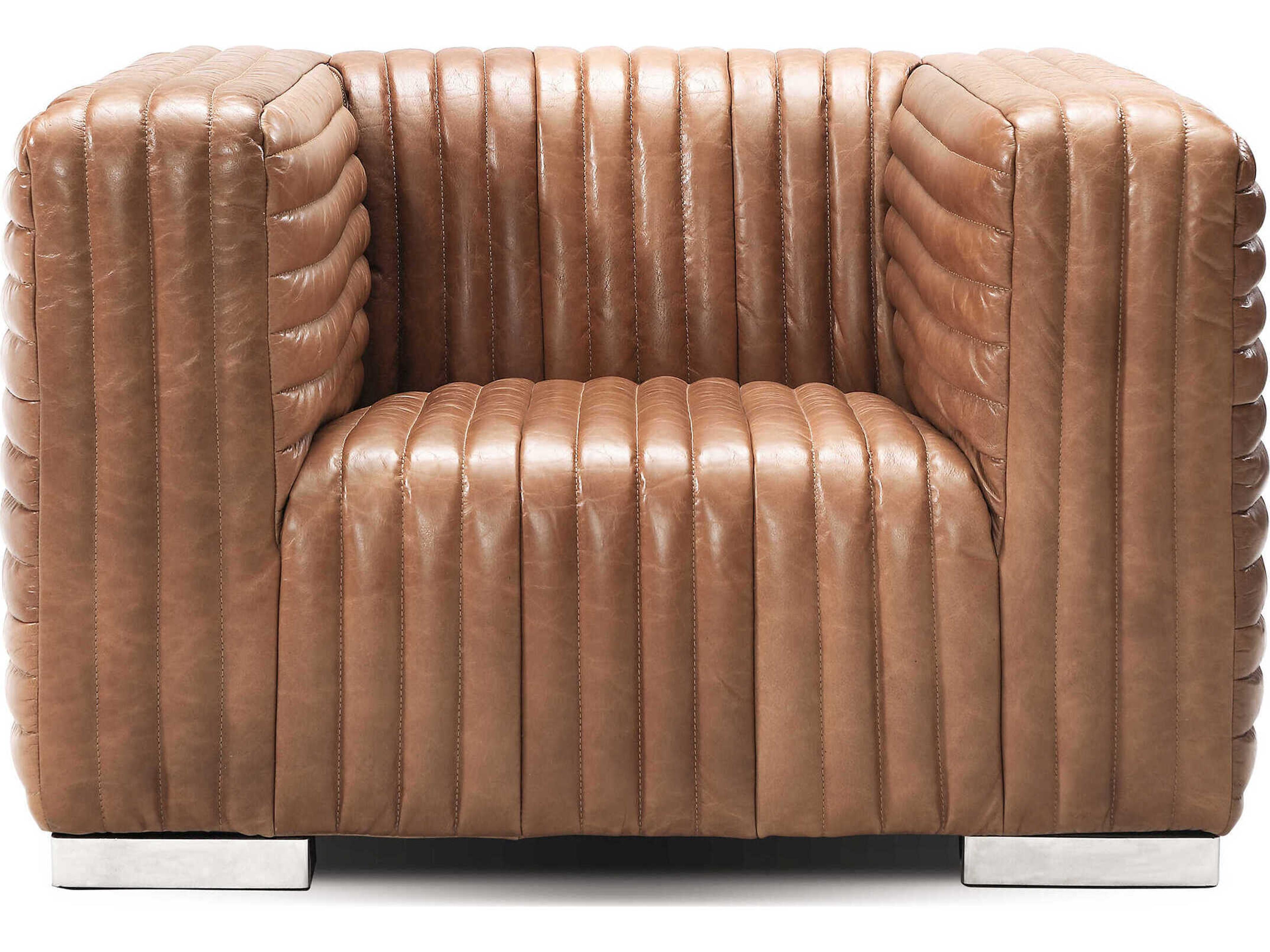 Zentique Canyon Brown Leather Accent Chair