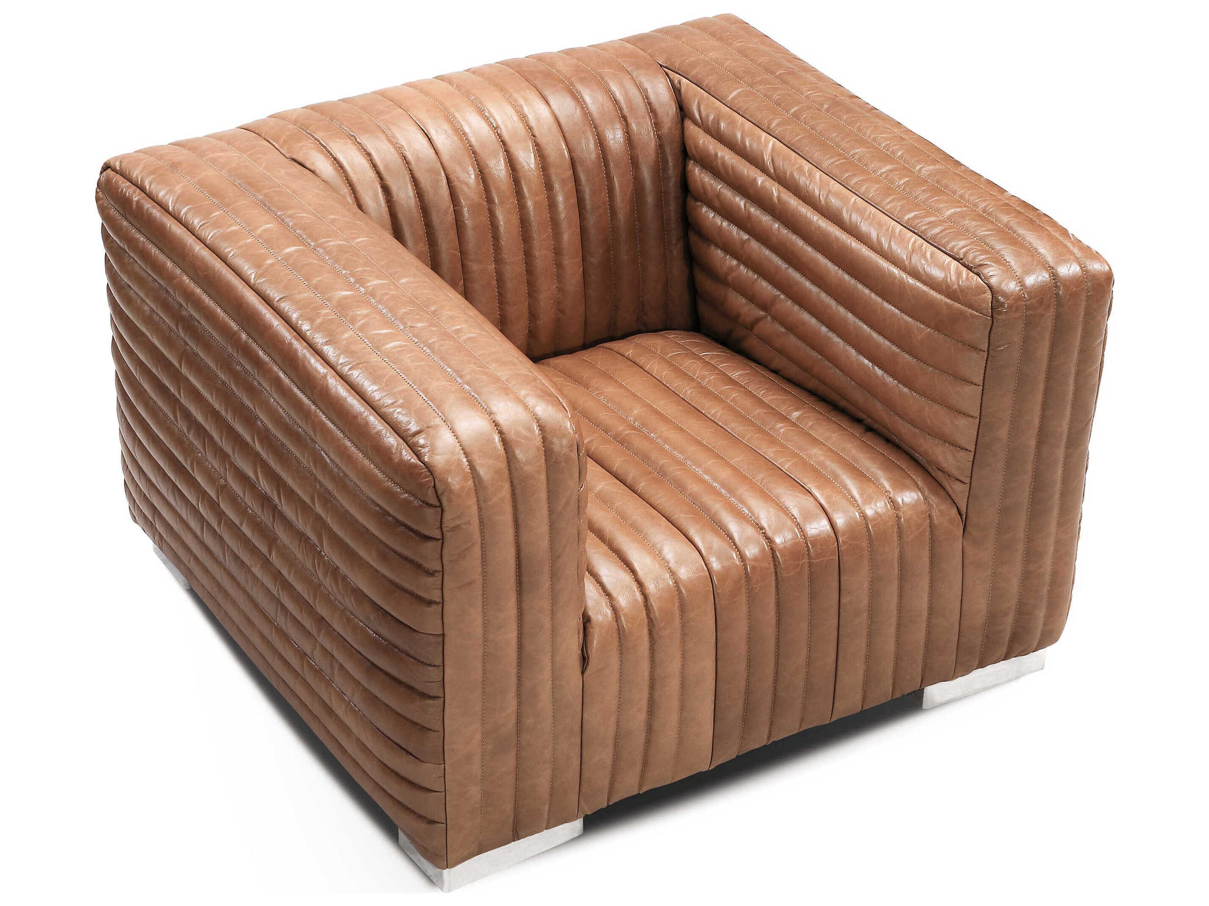Zentique Canyon Brown Leather Accent Chair