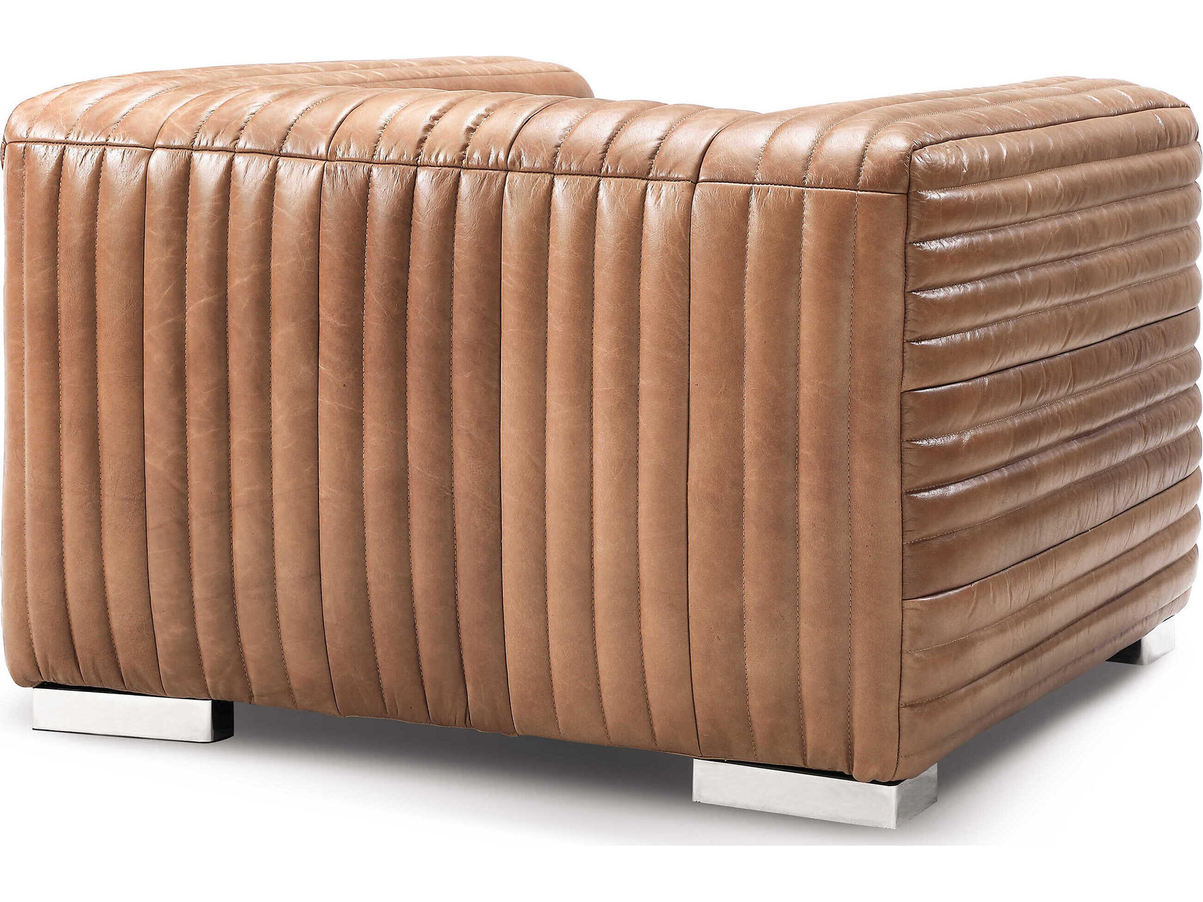 Zentique Canyon Brown Leather Accent Chair