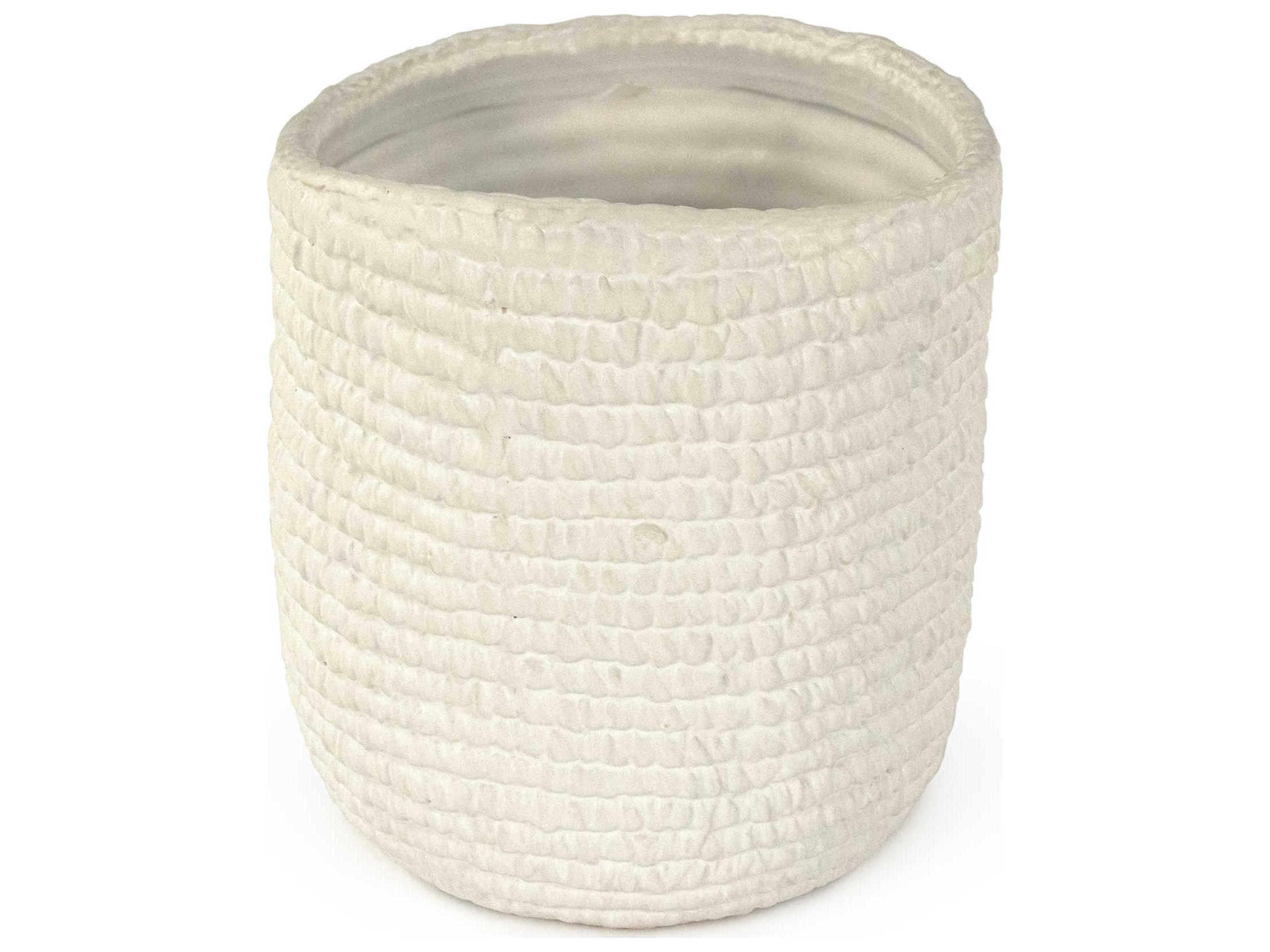 Zentique Matte White 7" Cross Weave Vase Set of 2