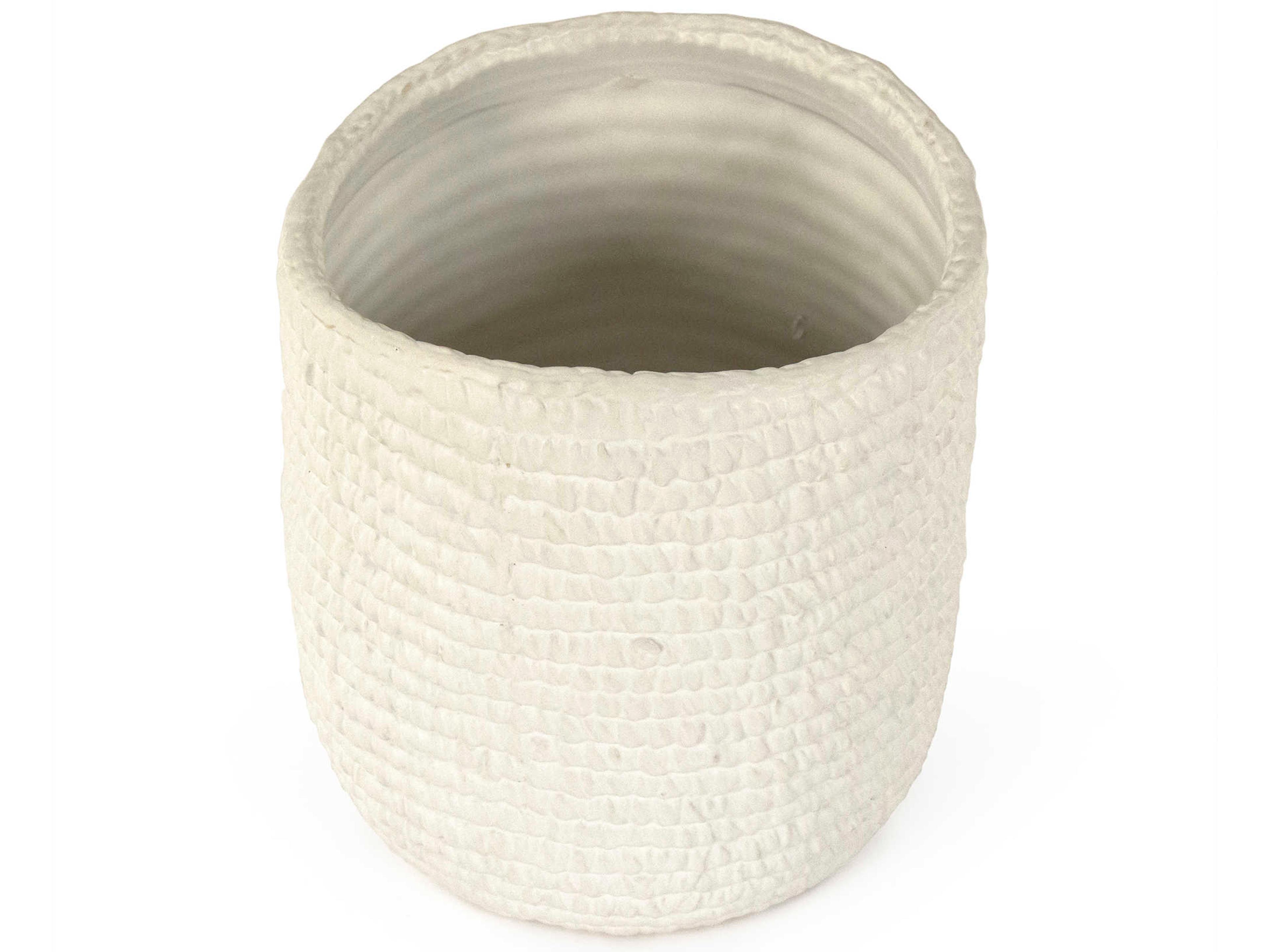 Zentique Matte White 7" Cross Weave Vase Set of 2