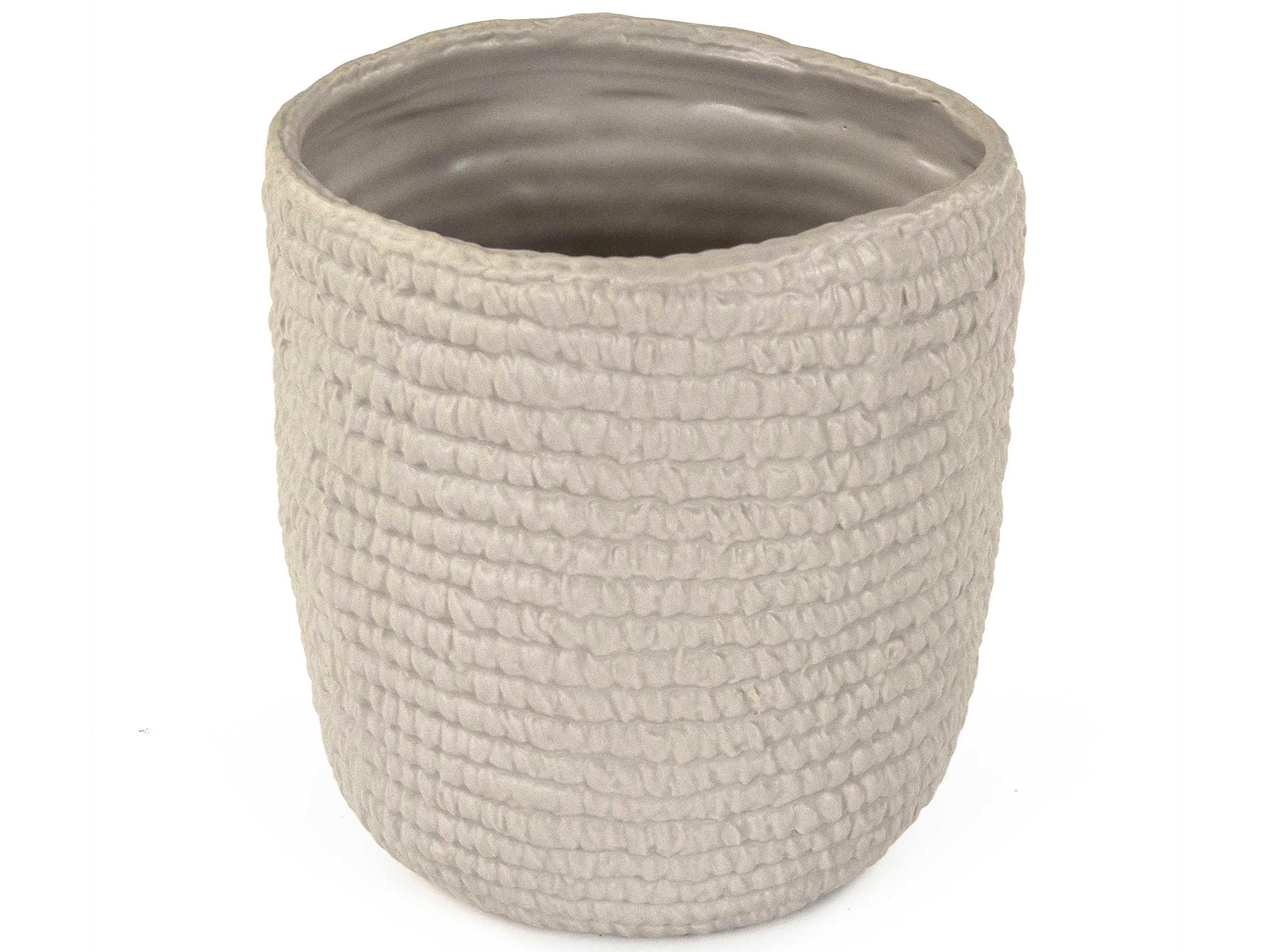 Zentique Matte Cool Grey 7" Cross Weave Vase Set of 2