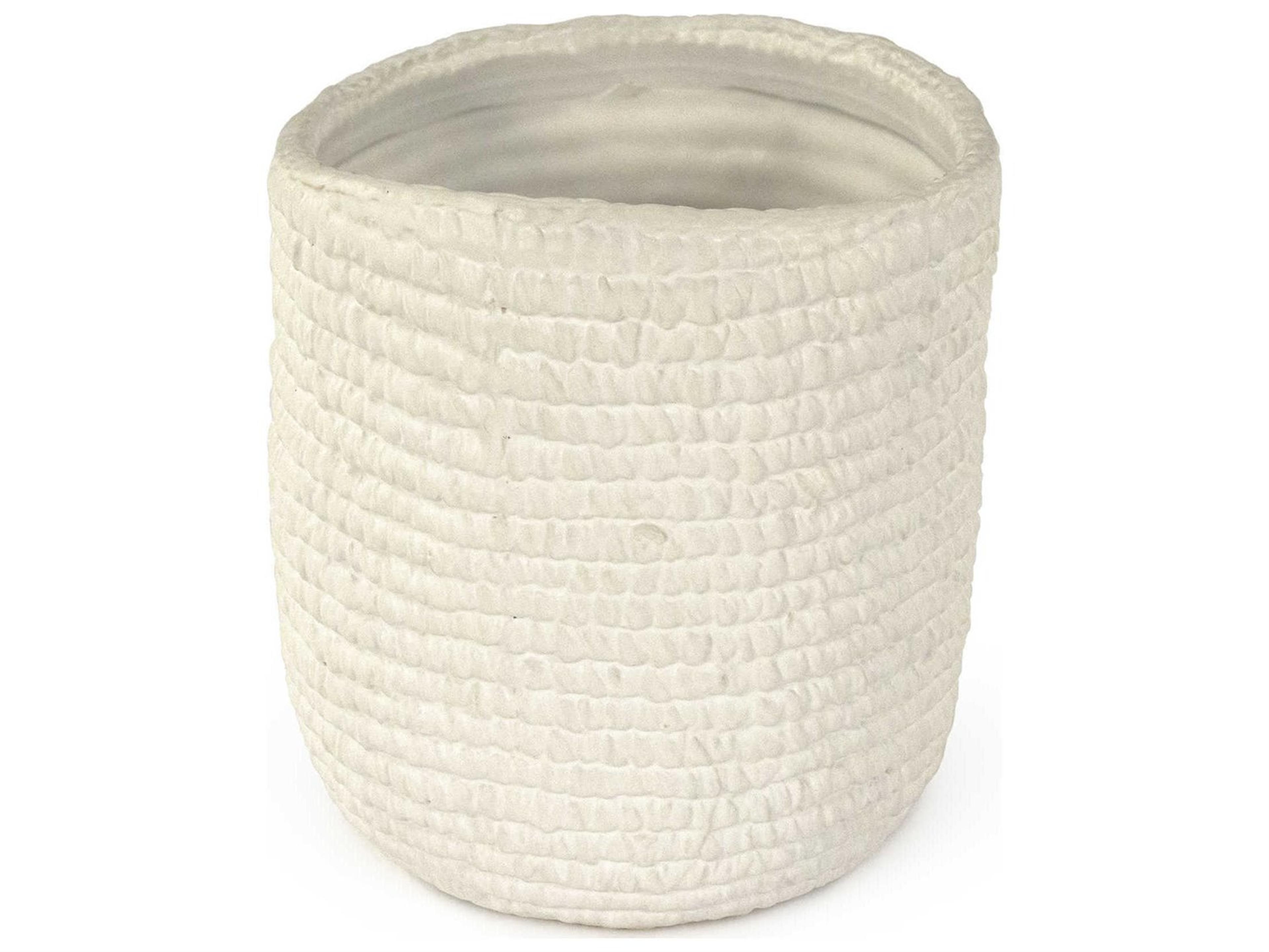 Zentique Matte White 10" Cross Weave Vase Set of 2