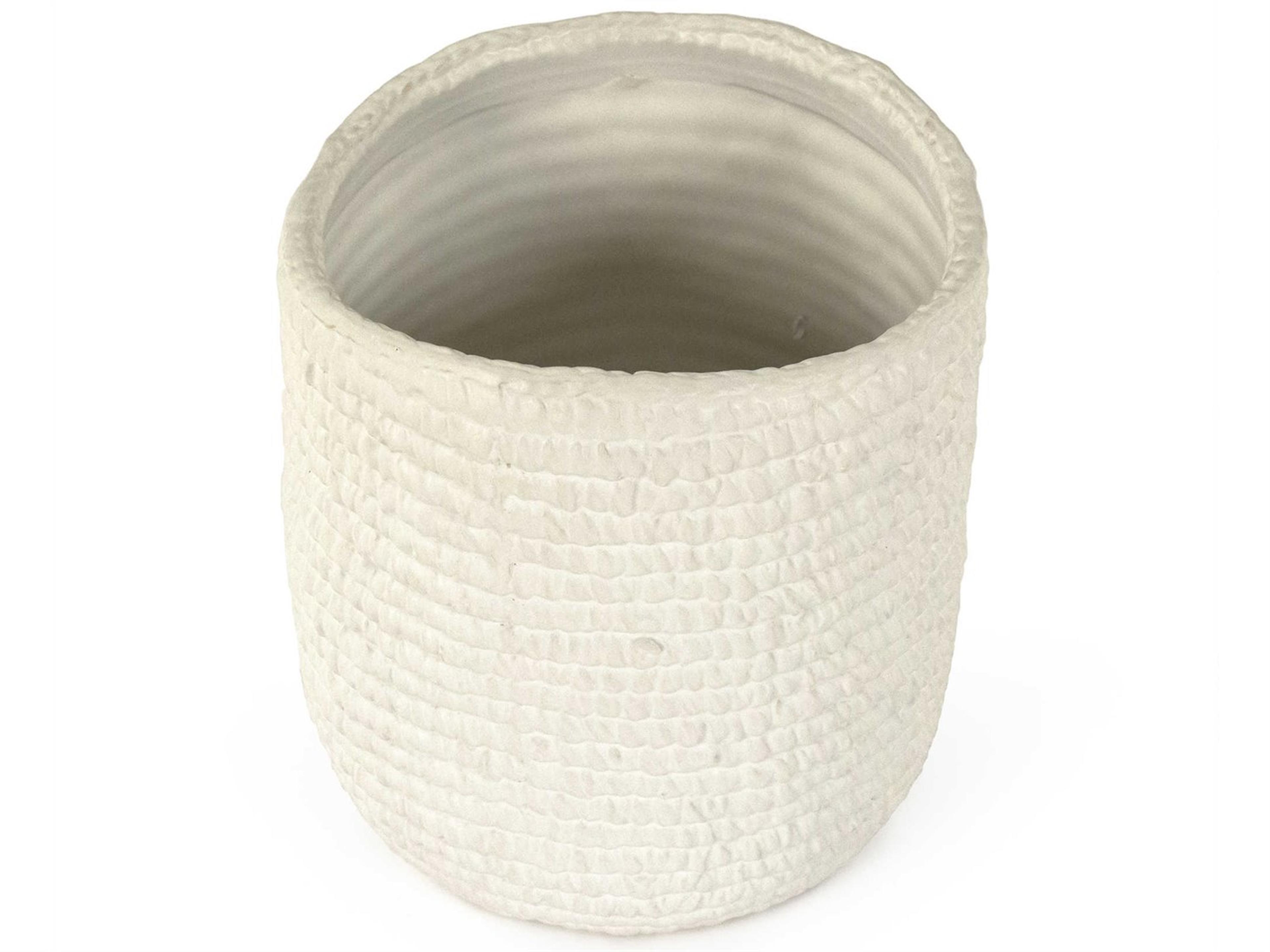 Zentique Matte White 10" Cross Weave Vase Set of 2