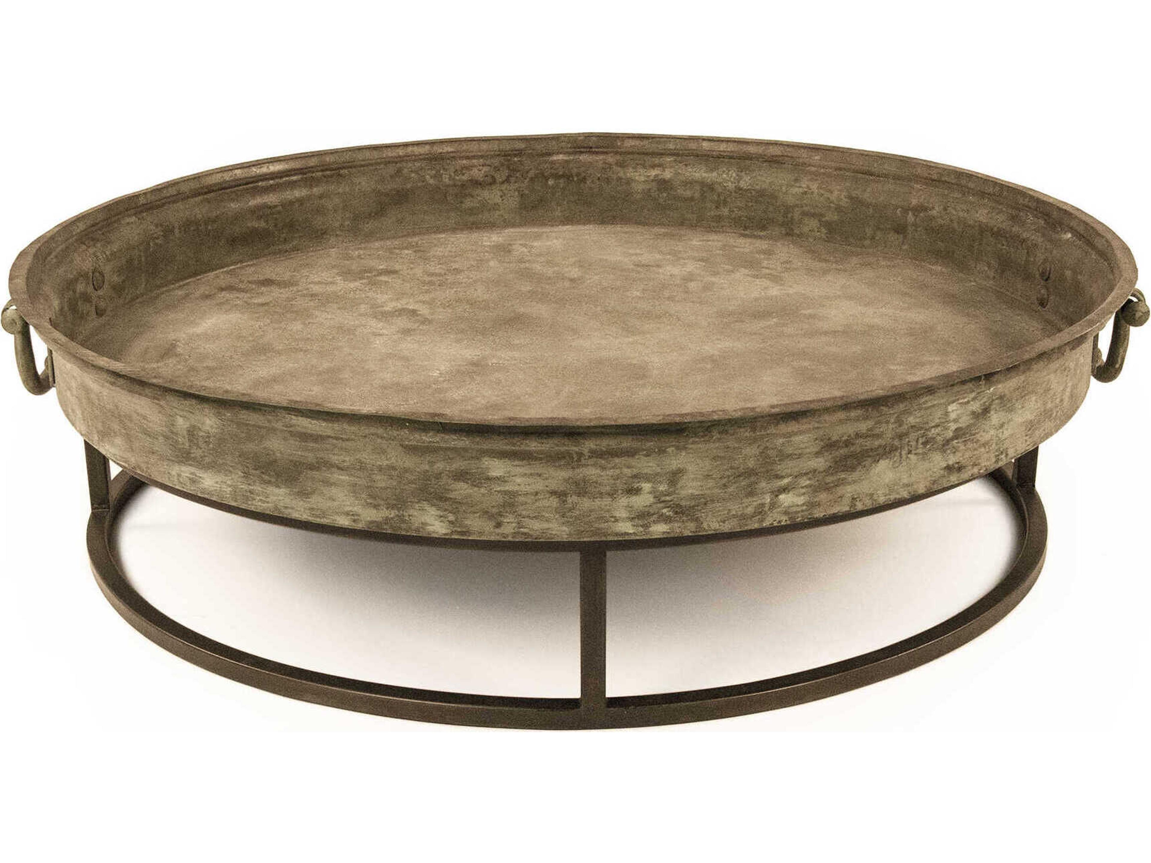 Zentique Round Metal Distressed Rustic Bronze Coffee Table
