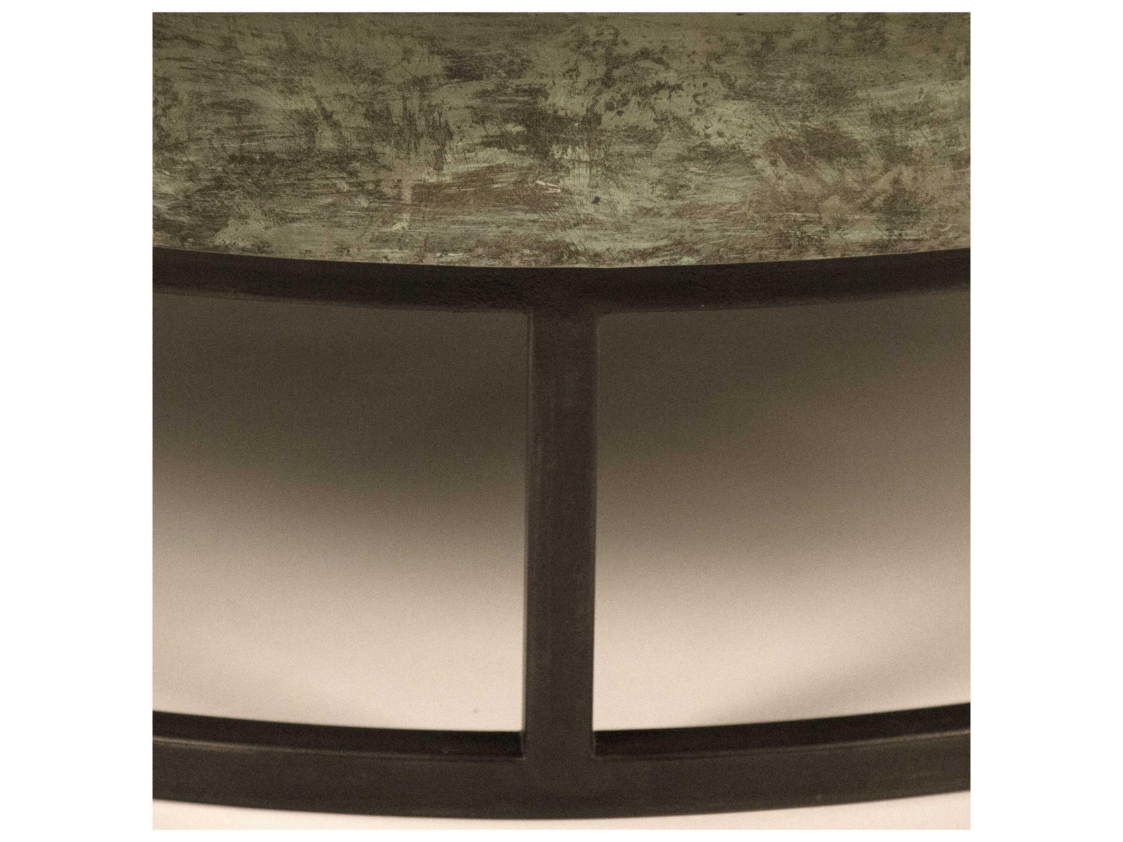 Zentique Round Metal Distressed Rustic Bronze Coffee Table