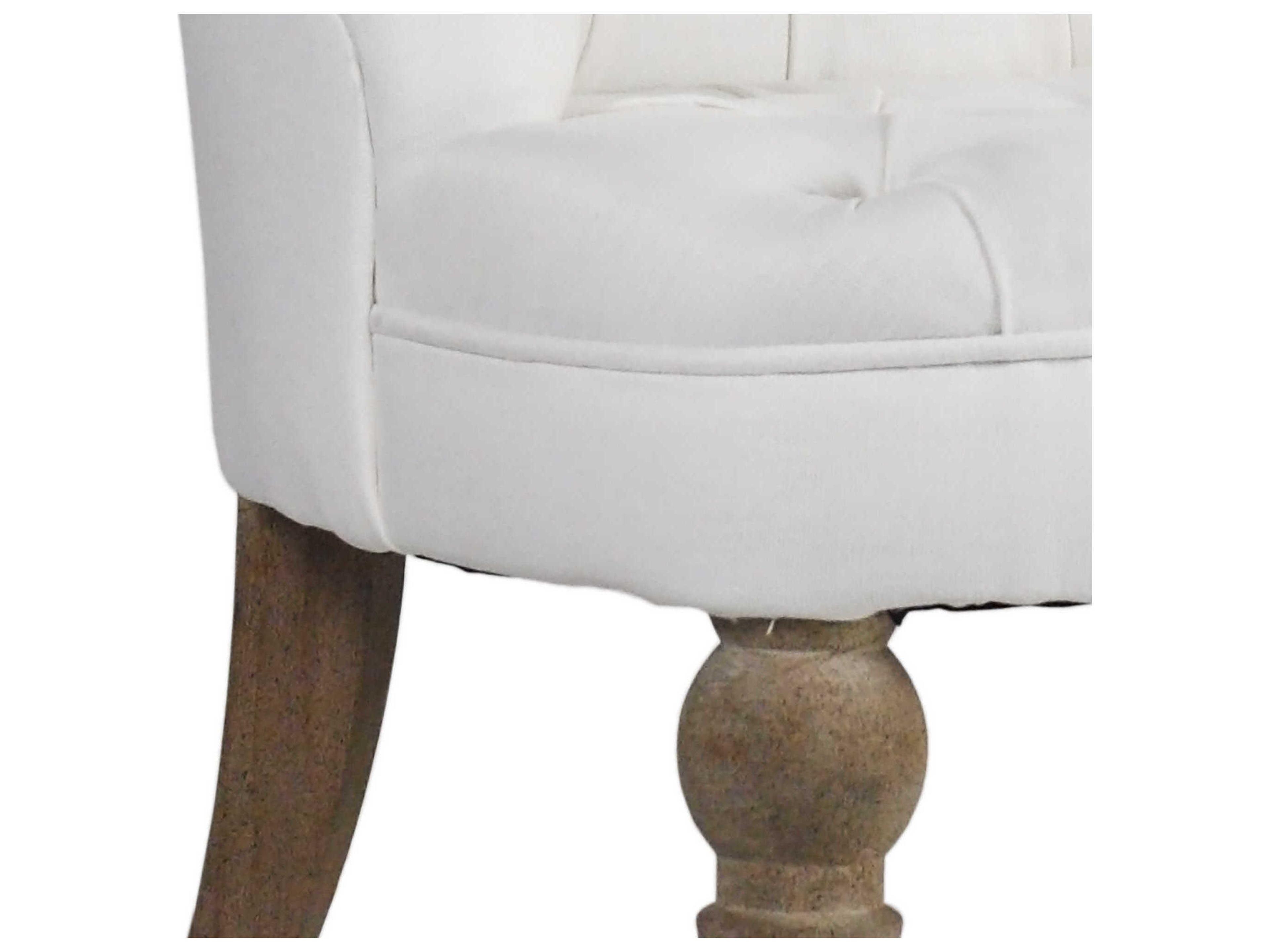 Zentique Rolling White Fabric Accent Chair