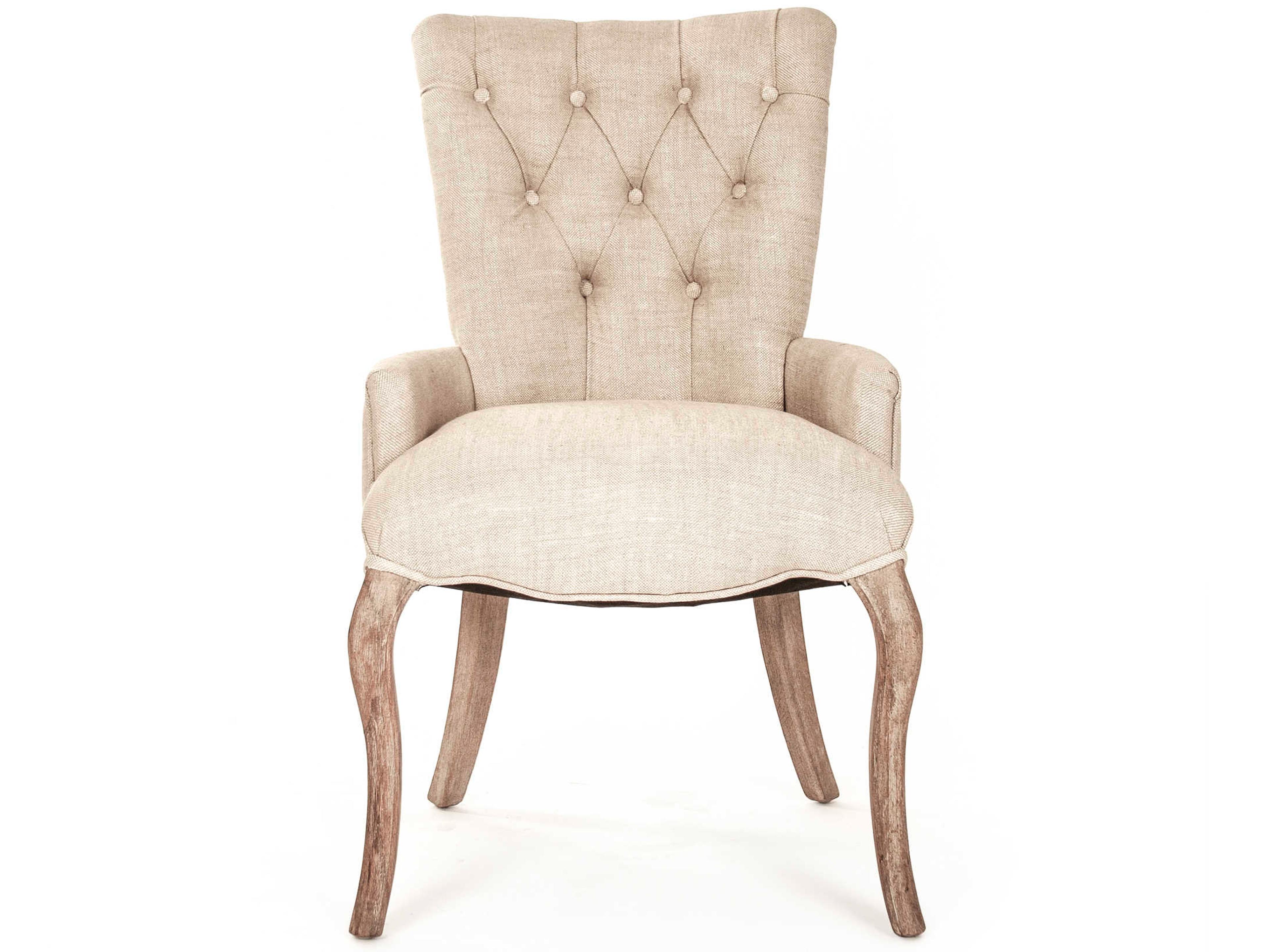 Zentique Cream Fabric Tufted Accent Chair