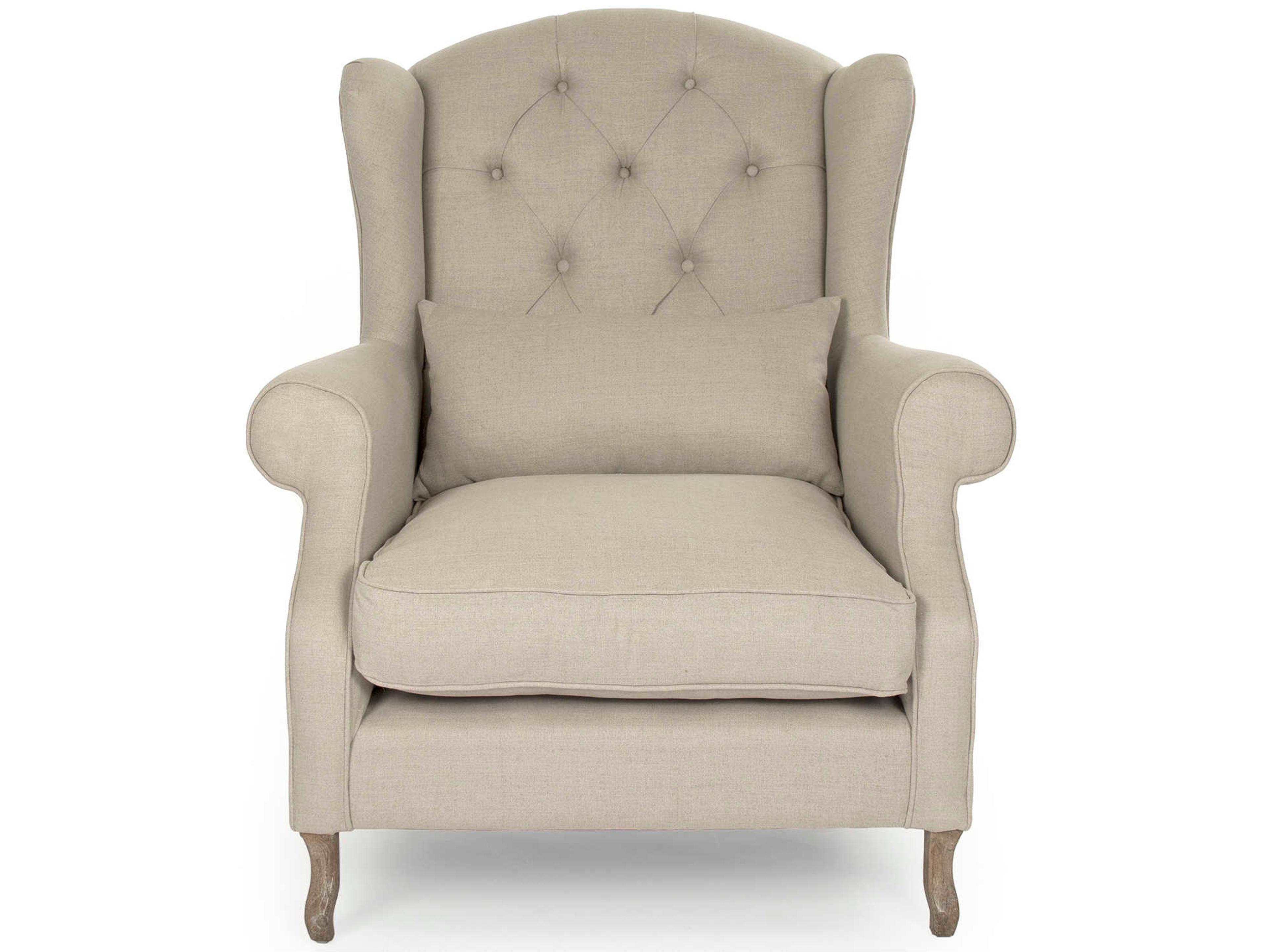 Zentique Beige Fabric Accent Chair