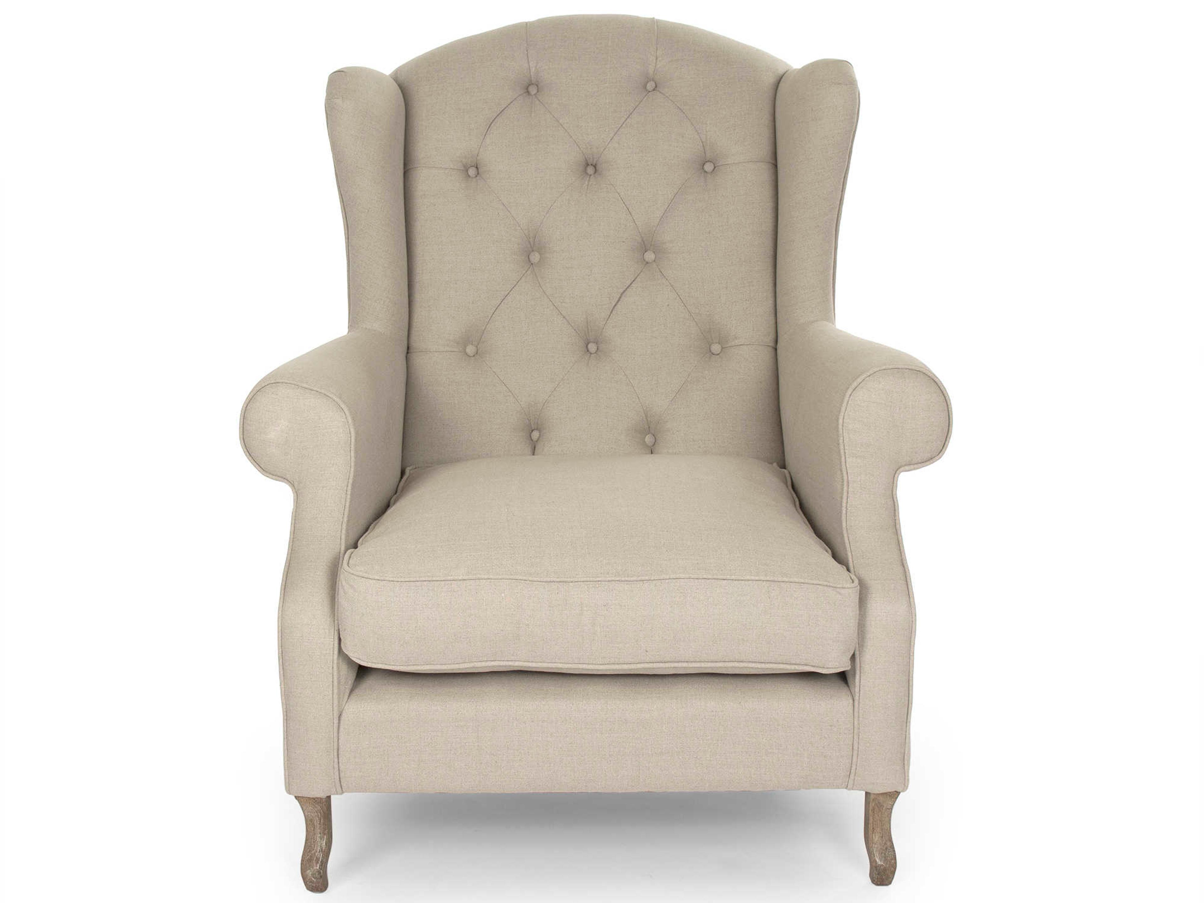 Zentique Beige Fabric Accent Chair
