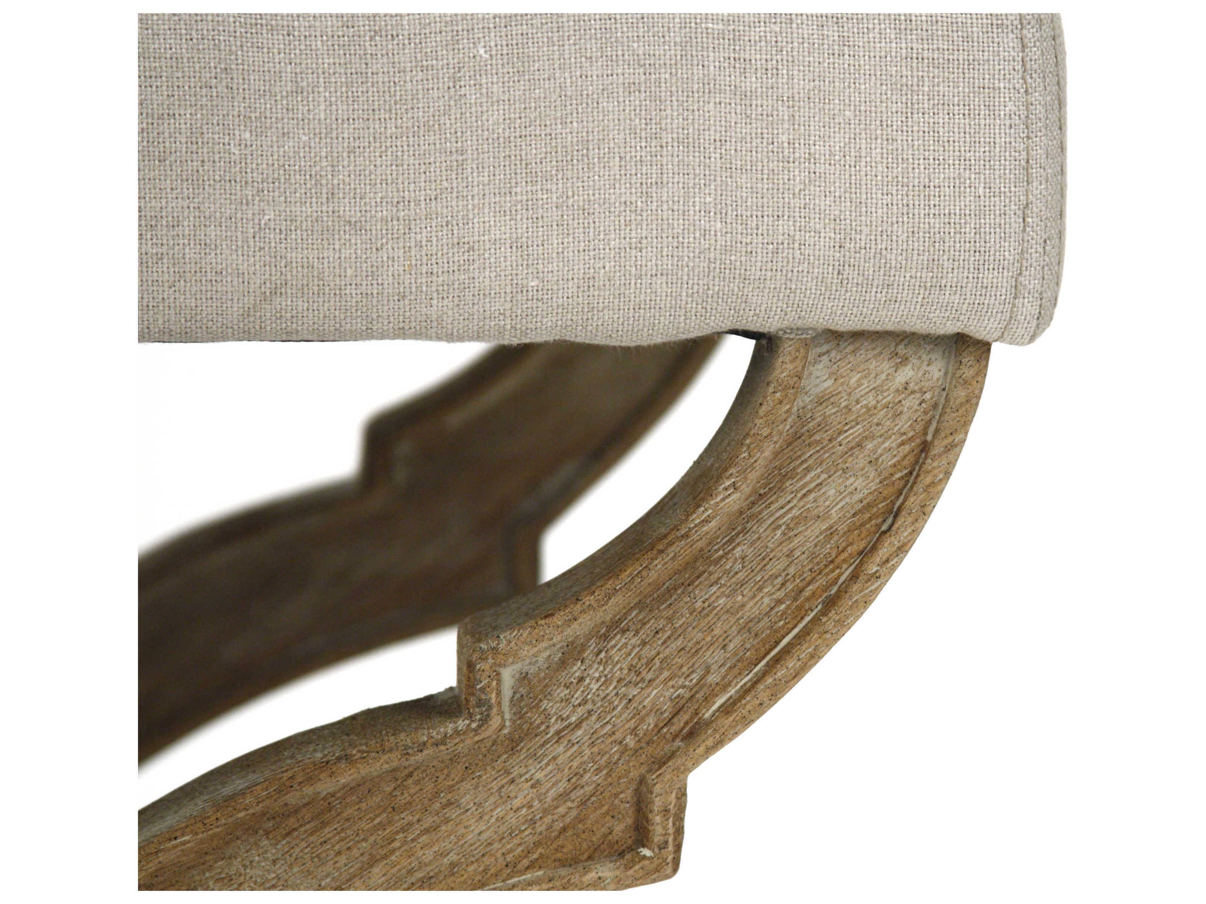 Zentique Crescenzo Natural Linen White Upholstered Accent Bench