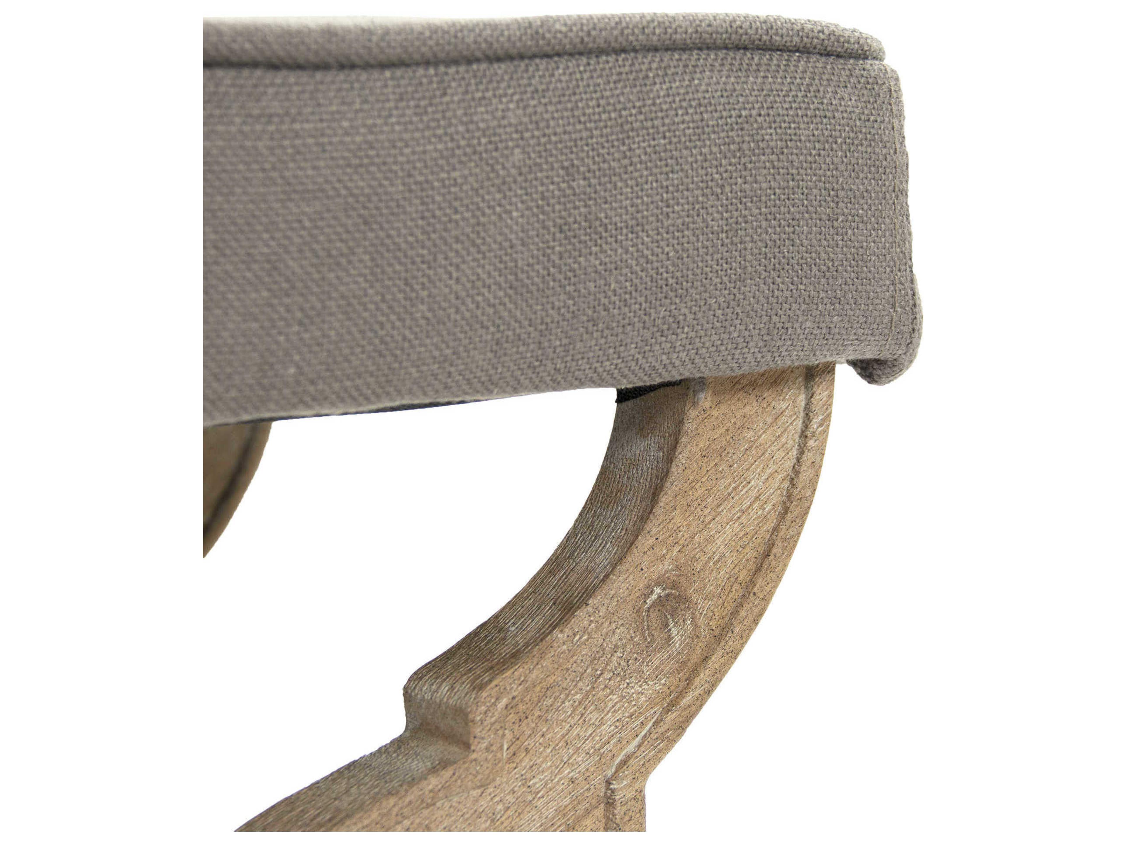 Zentique Crescenzo Grey Linen Upholstered Accent Bench