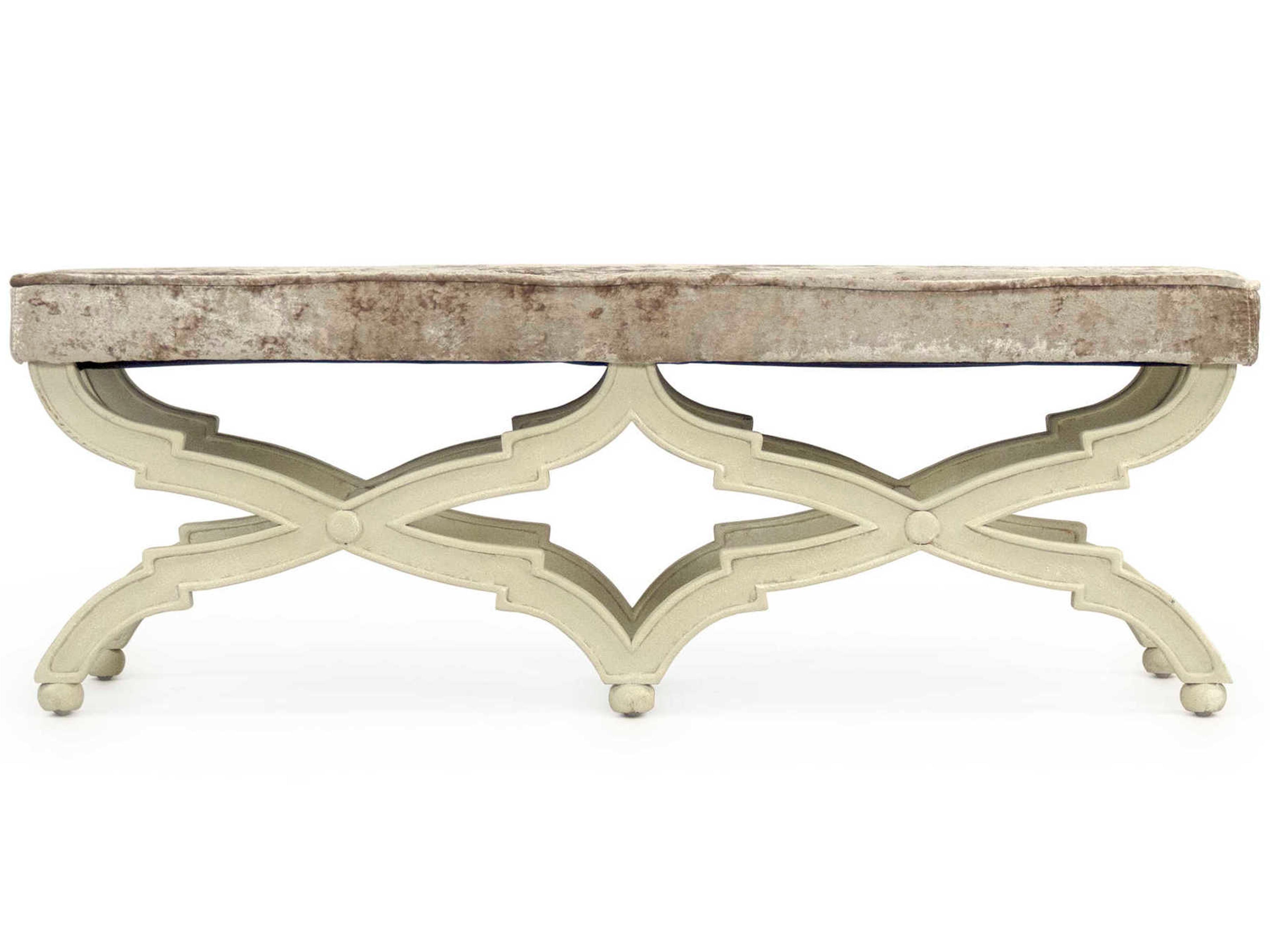 Zentique Crescenzo Crushed Champagne Velvet Brown Upholstered Accent Bench