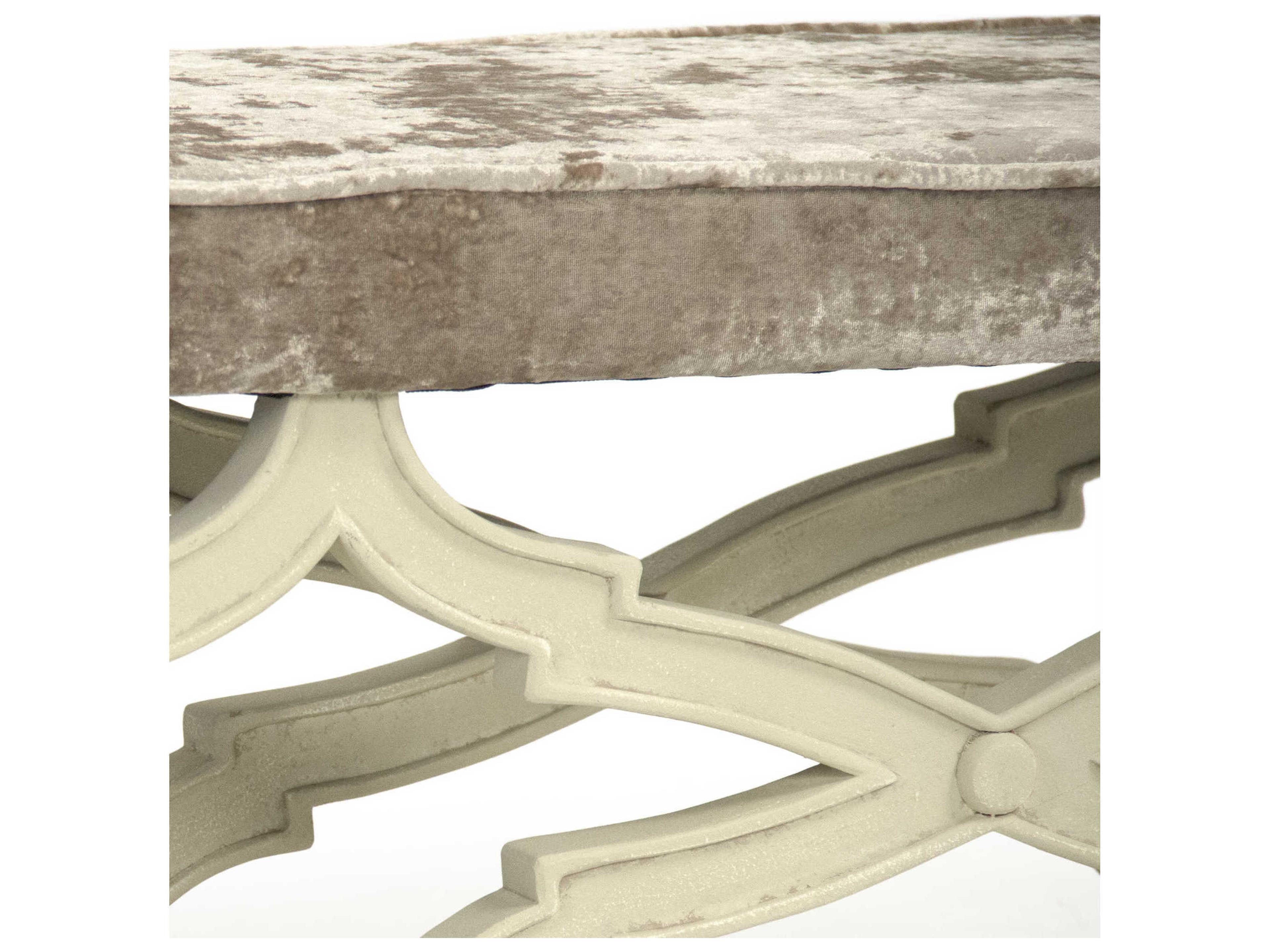 Zentique Crescenzo Crushed Champagne Velvet Brown Upholstered Accent Bench