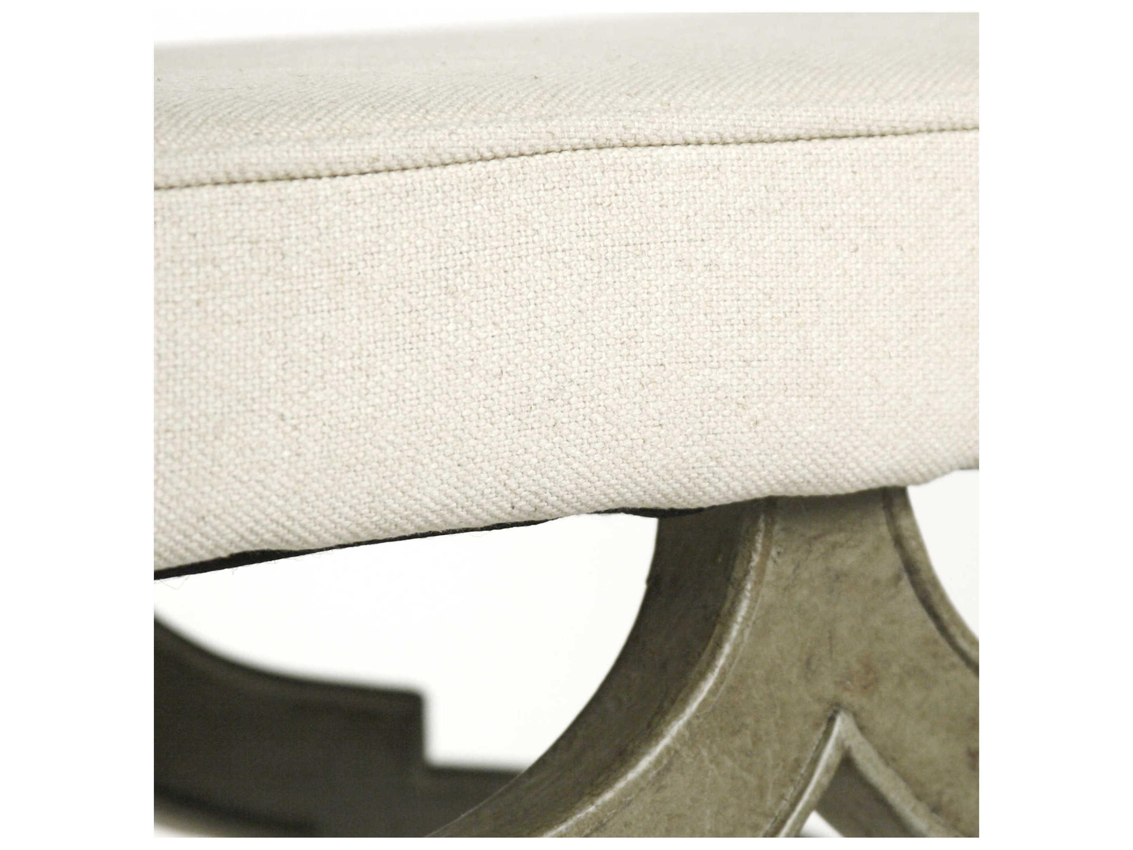 Zentique Crescenzo Hemp Linen White Upholstered Accent Bench