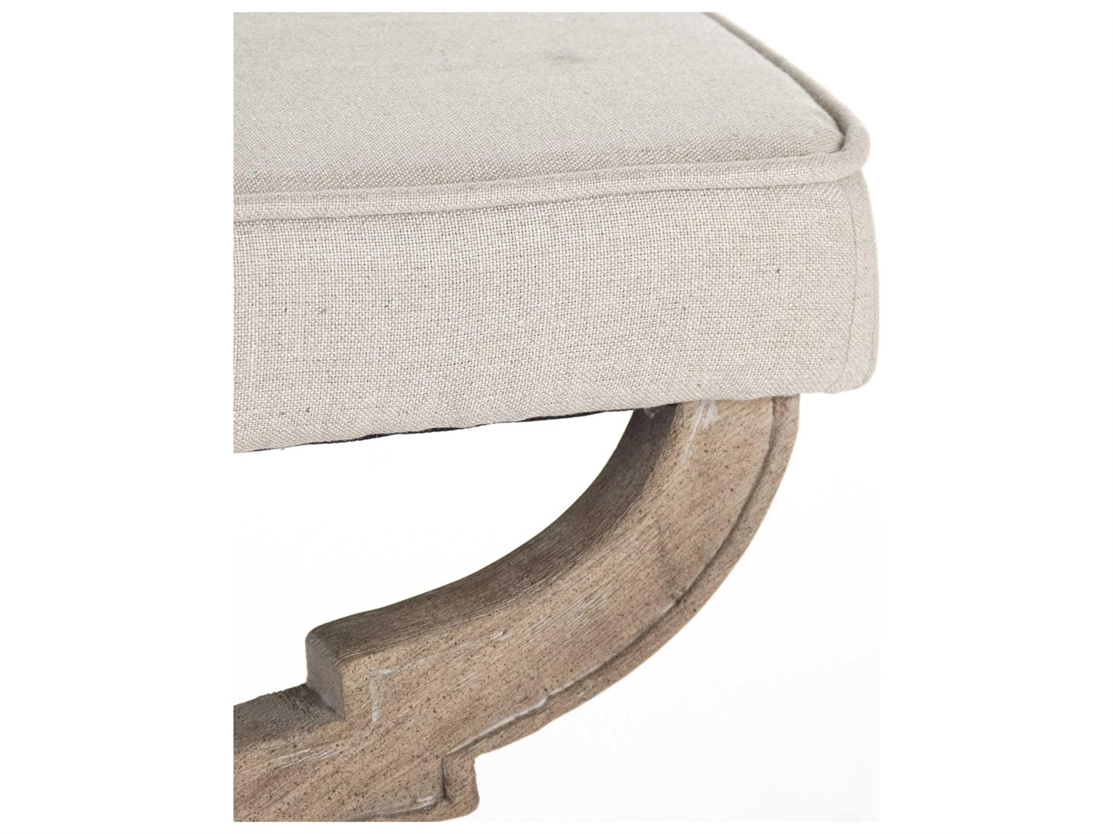 Zentique Crescenzo Natural Linen Gray Upholstered Accent Bench