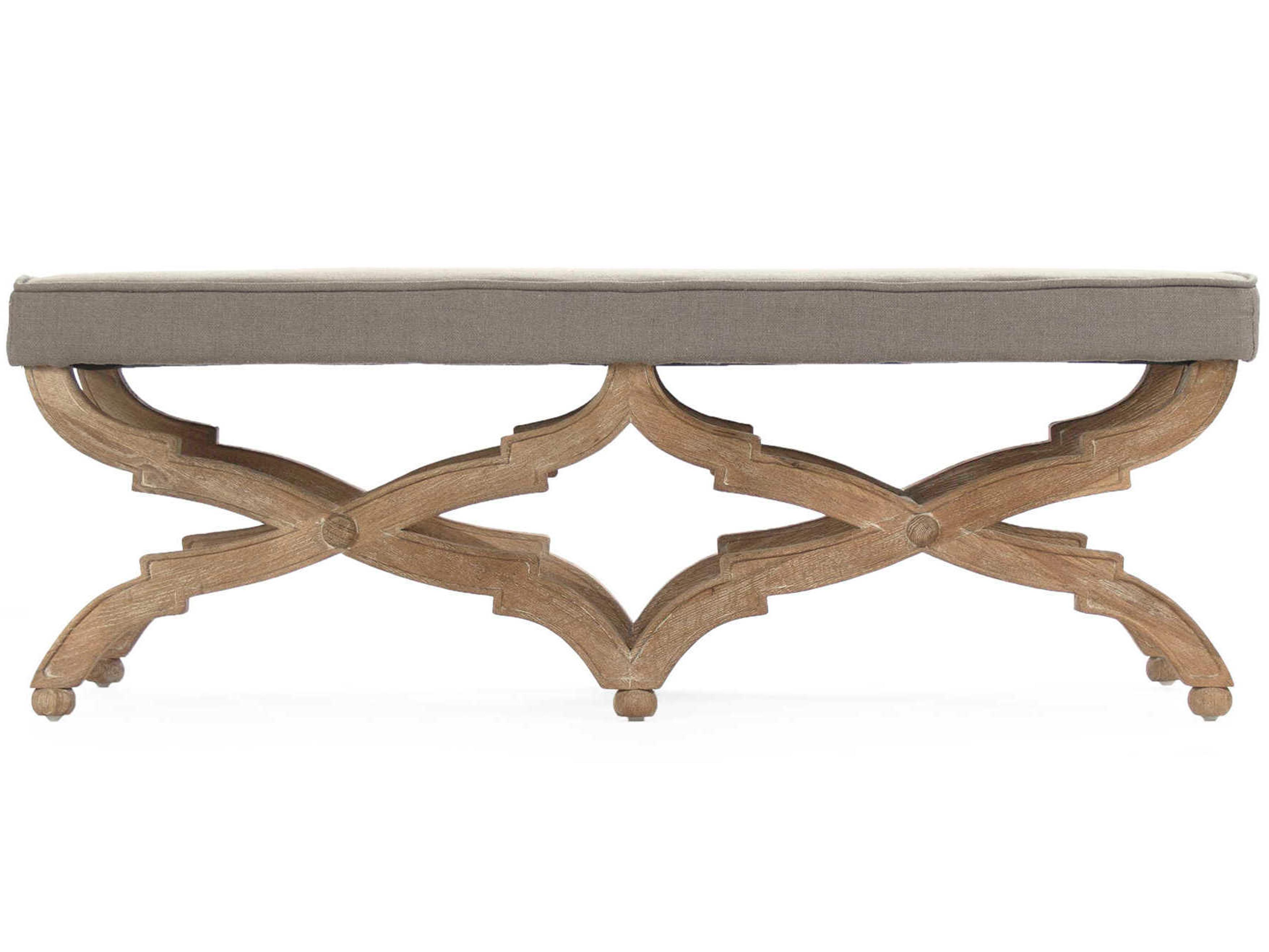 Zentique Crescenzo Grey Linen Upholstered Accent Bench