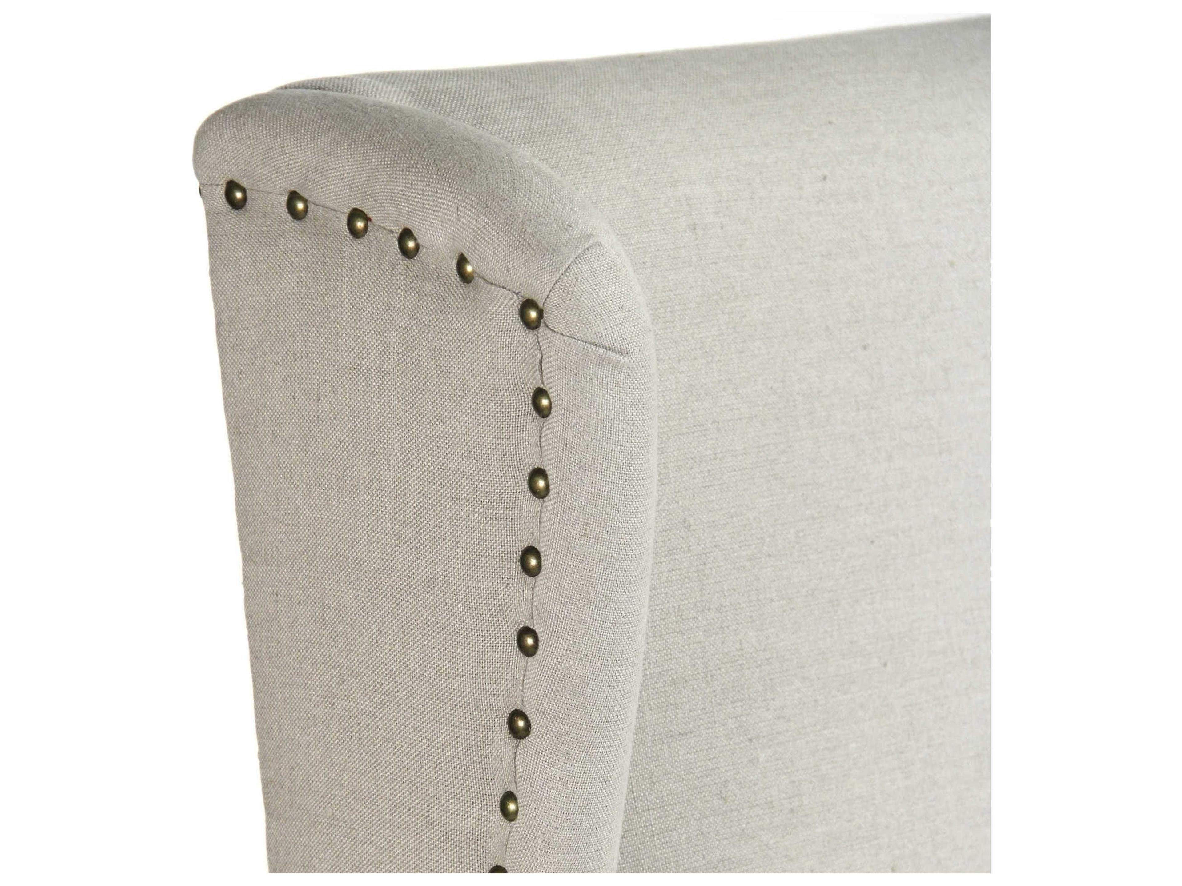 Zentique Natural Linen White Upholstered Accent Bench