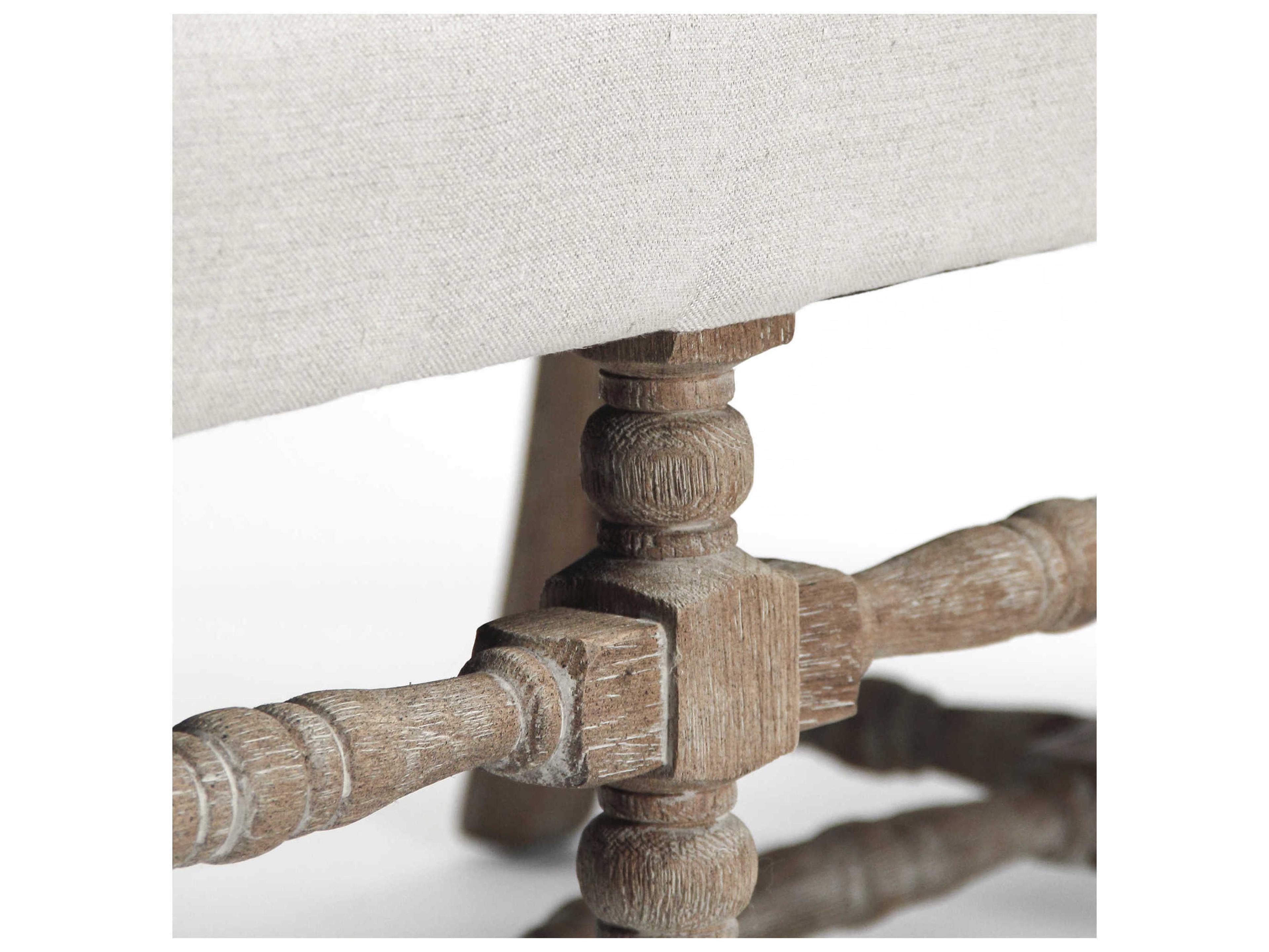 Zentique Natural Linen White Upholstered Accent Bench