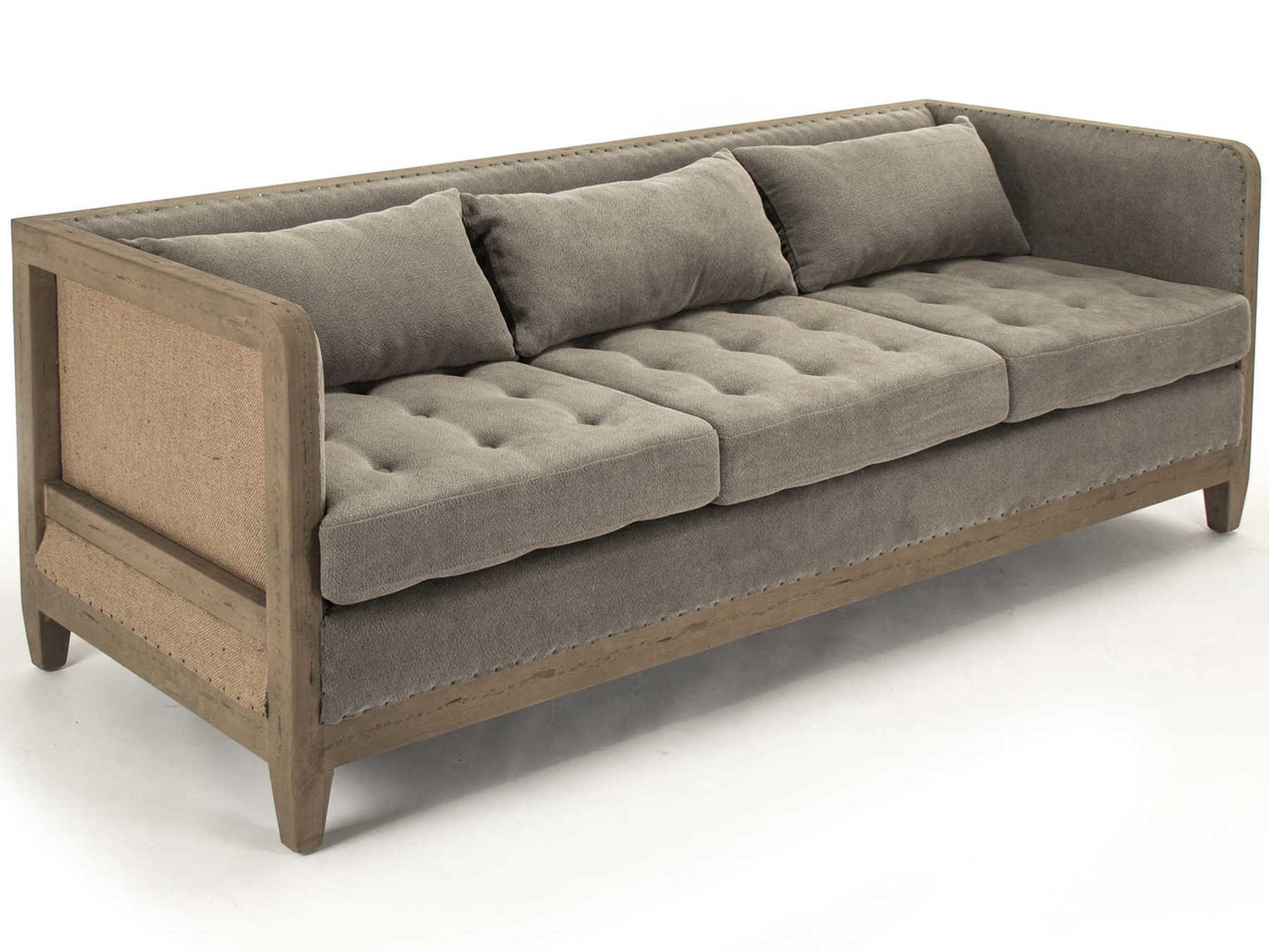 Zentique Green Moss Linen Gray Upholstered Loveseat