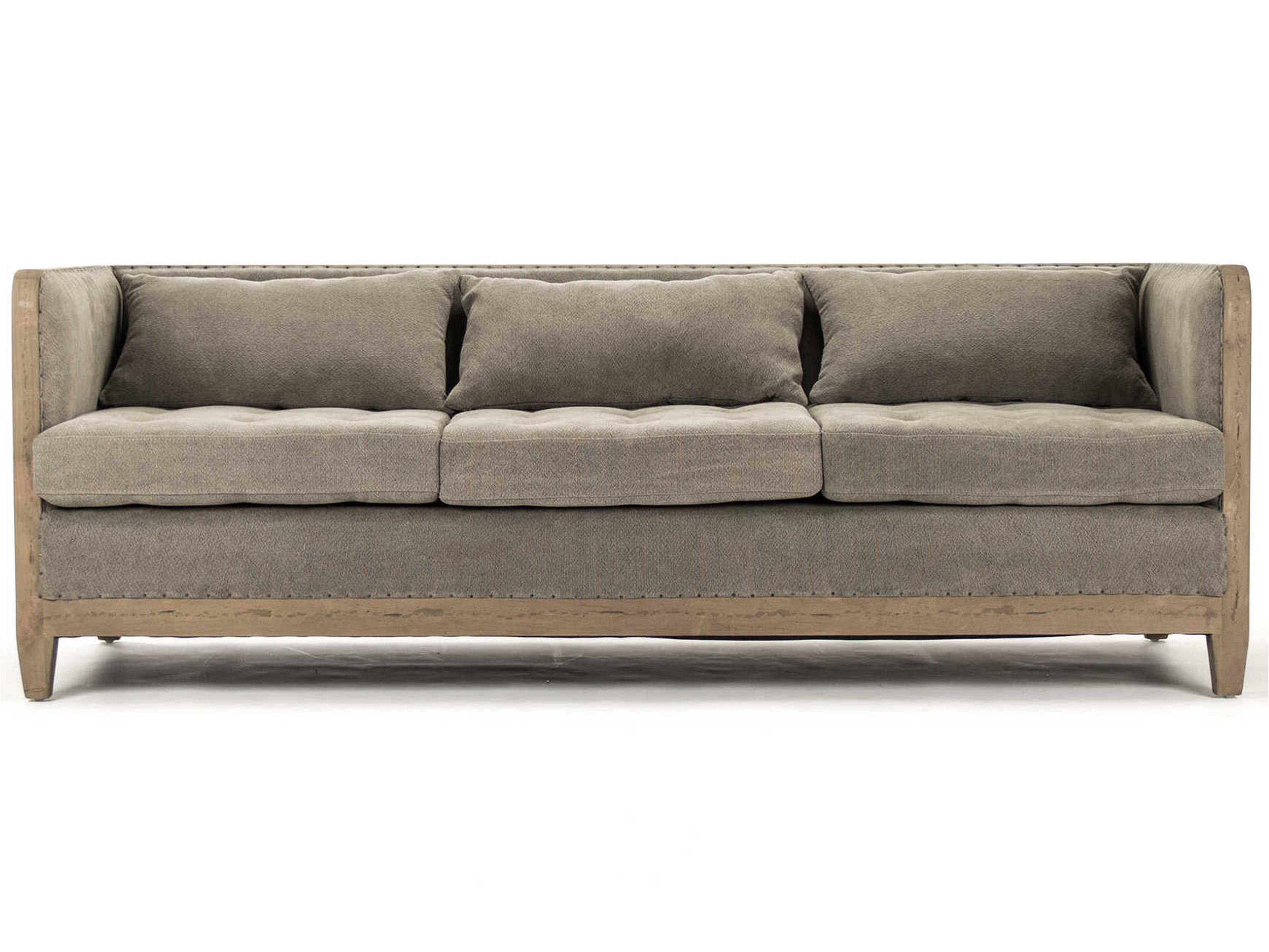 Zentique Green Moss Linen Gray Upholstered Loveseat