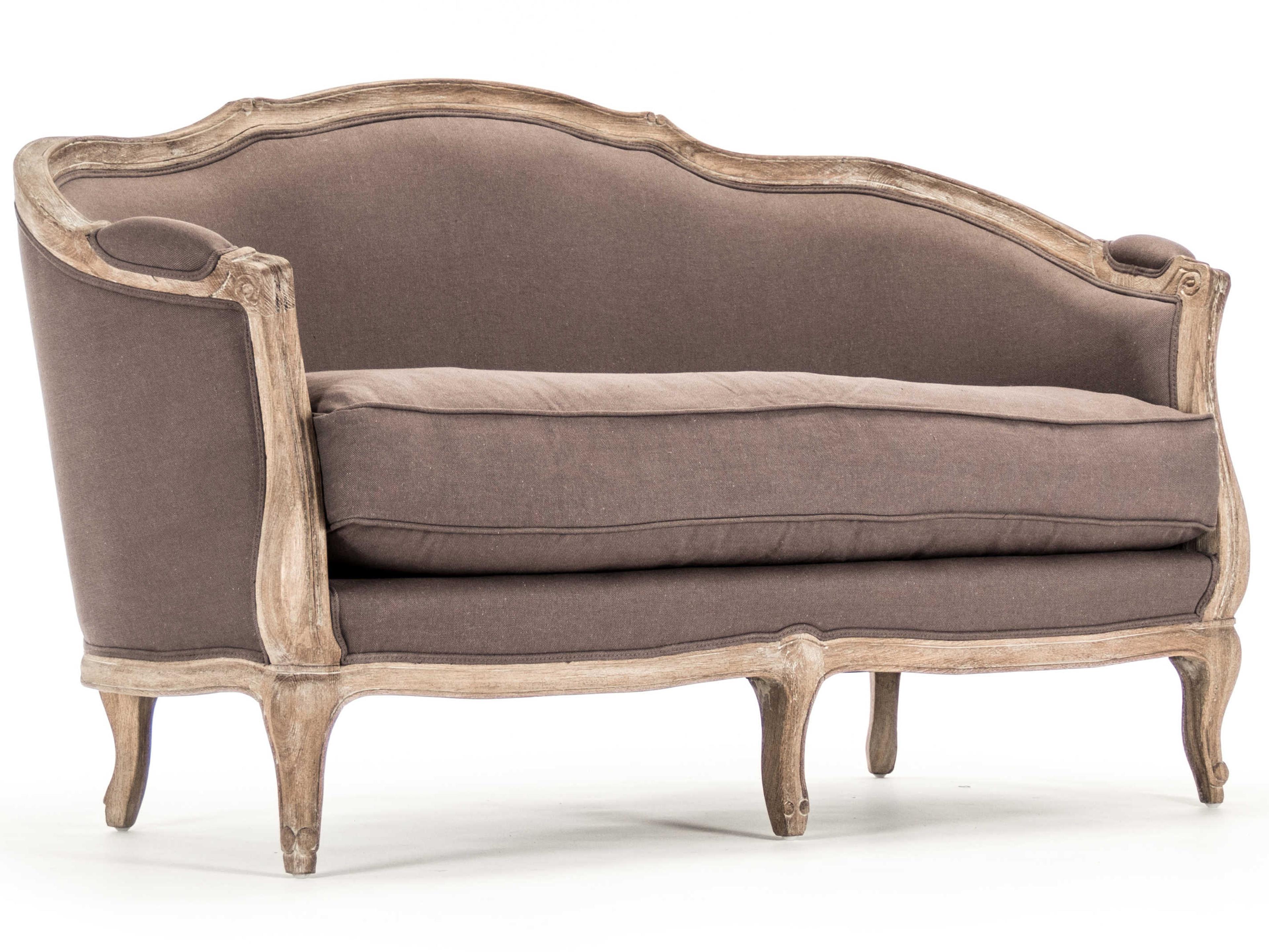 Maison Aubergine Linen Brown Upholstered Loveseat