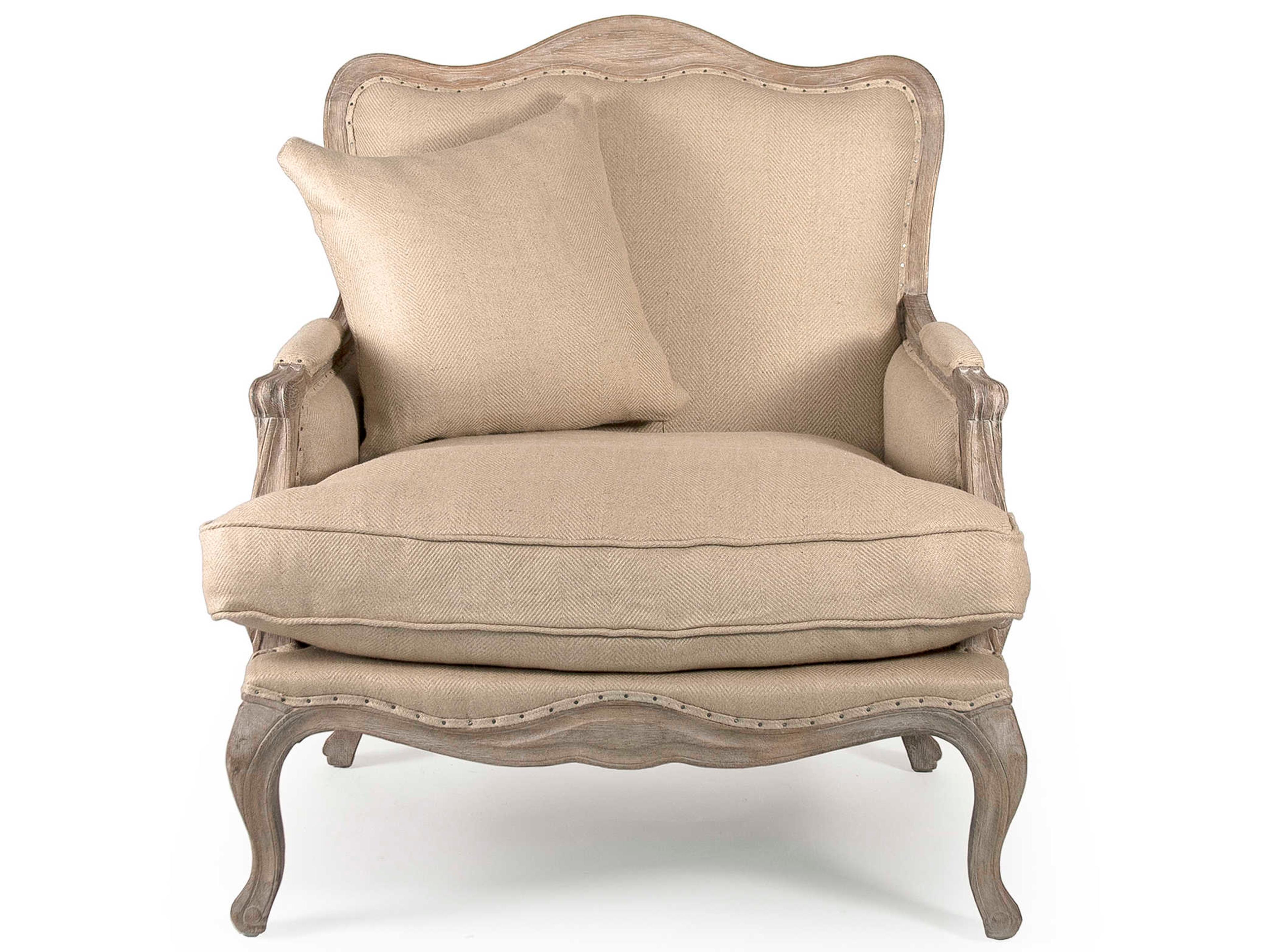 Zentique Beige Fabric Accent Chair