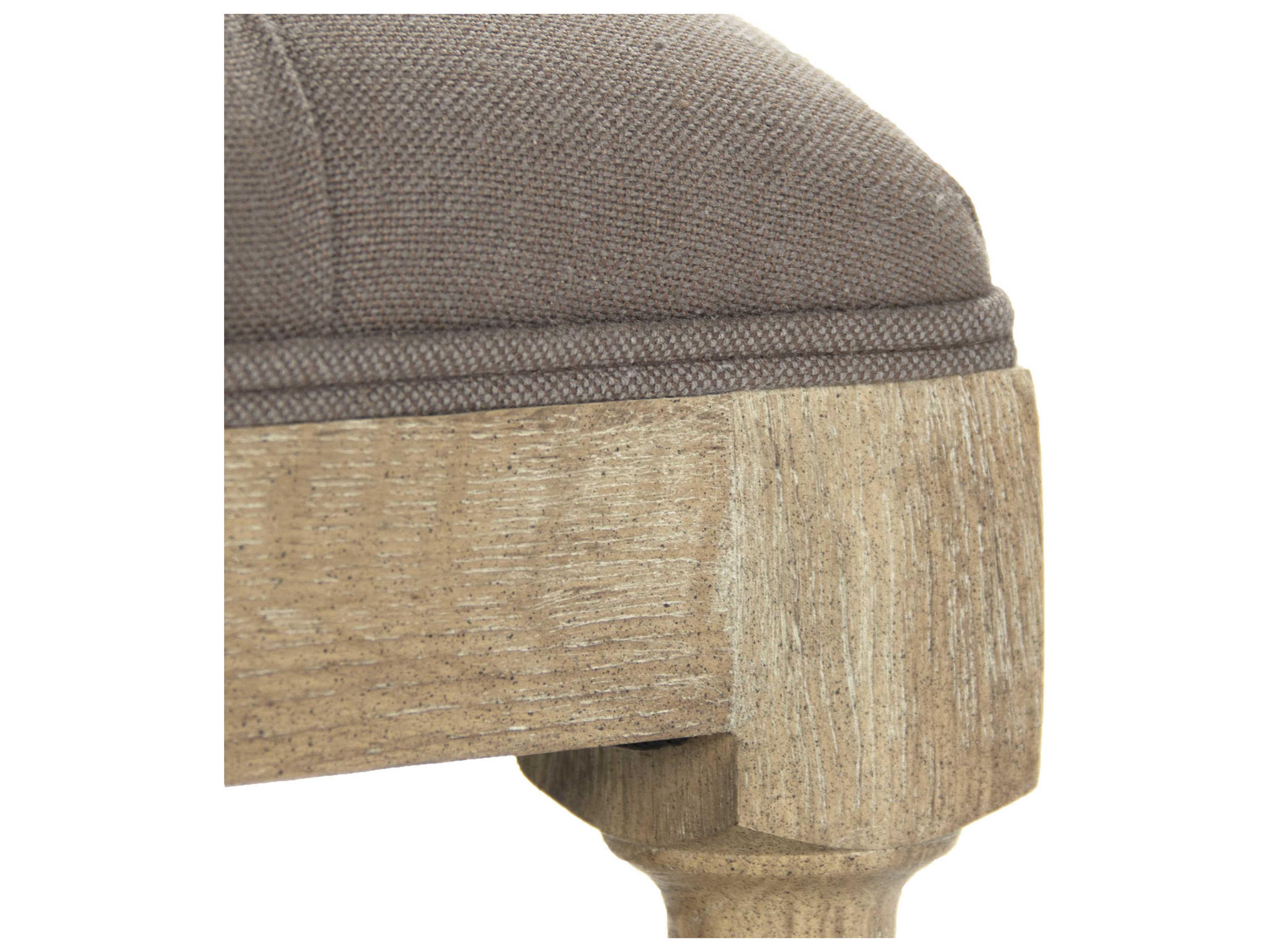 Zentique Aubergine Linen Brown Upholstered Tufted Ottoman