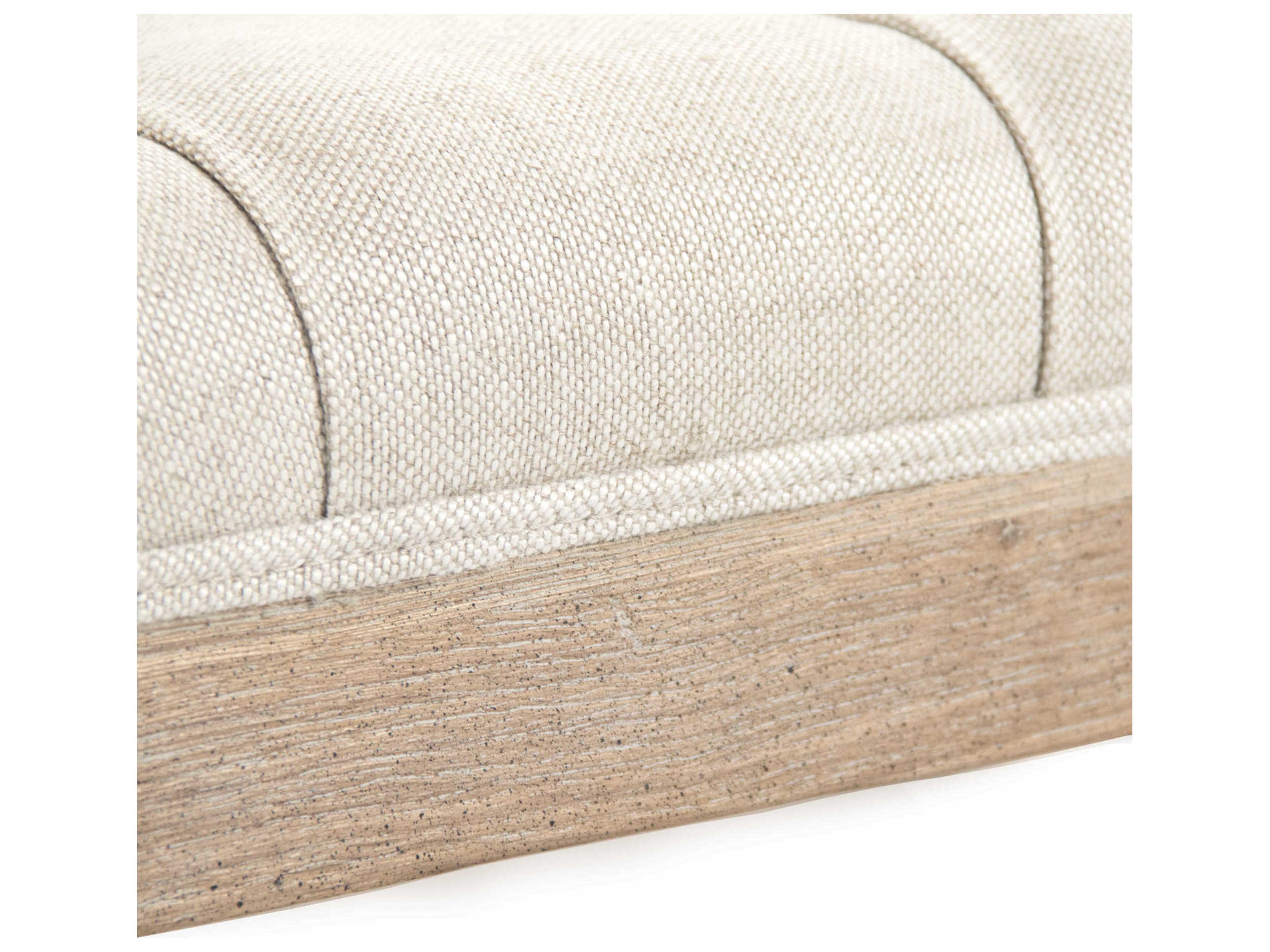 Zentique Cream Natural Linen Upholstered Tufted Ottoman